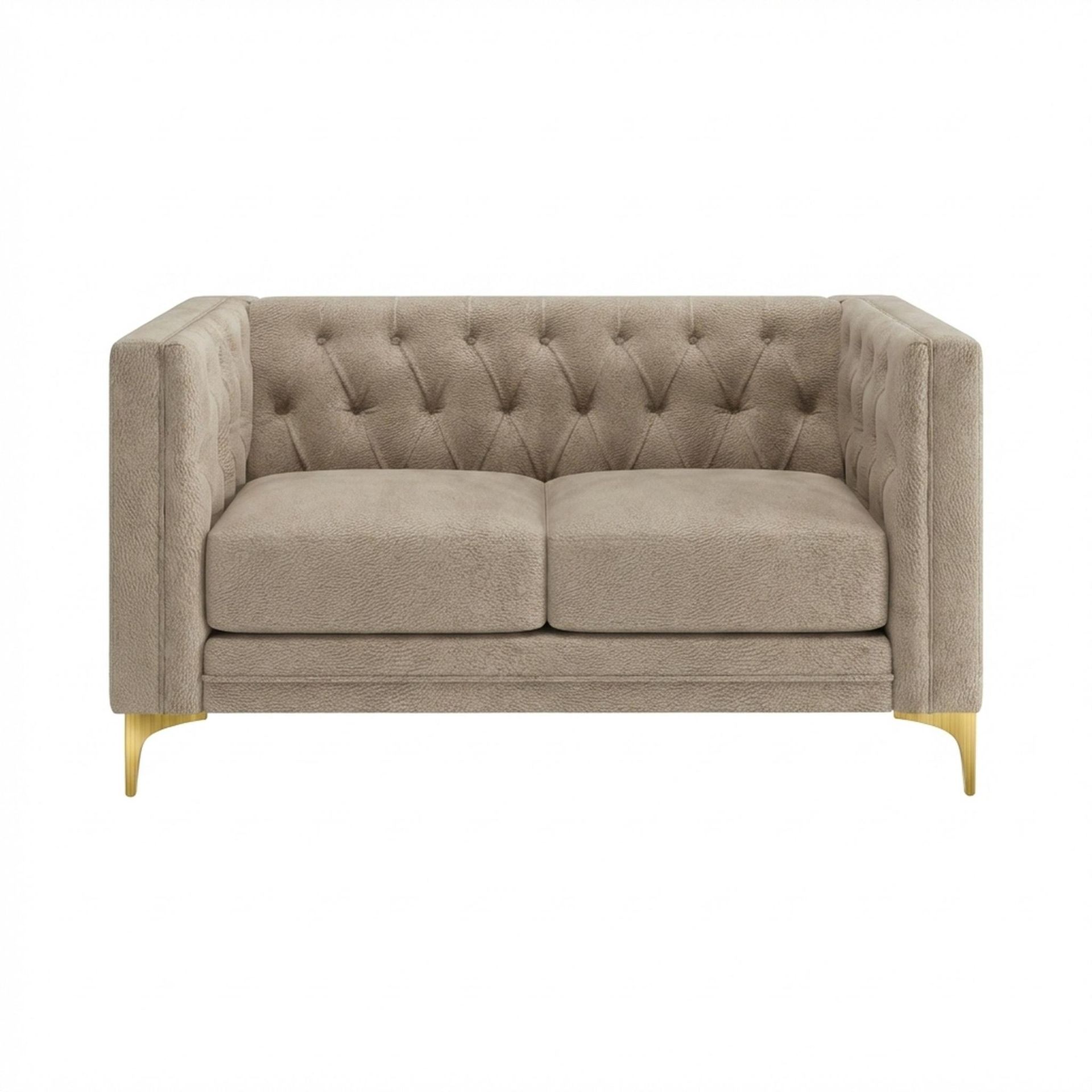Hayden Home Premium Oslo 2 Seater Sofa, PVD Brushed Gold Leg, Essential Bone Upholstery