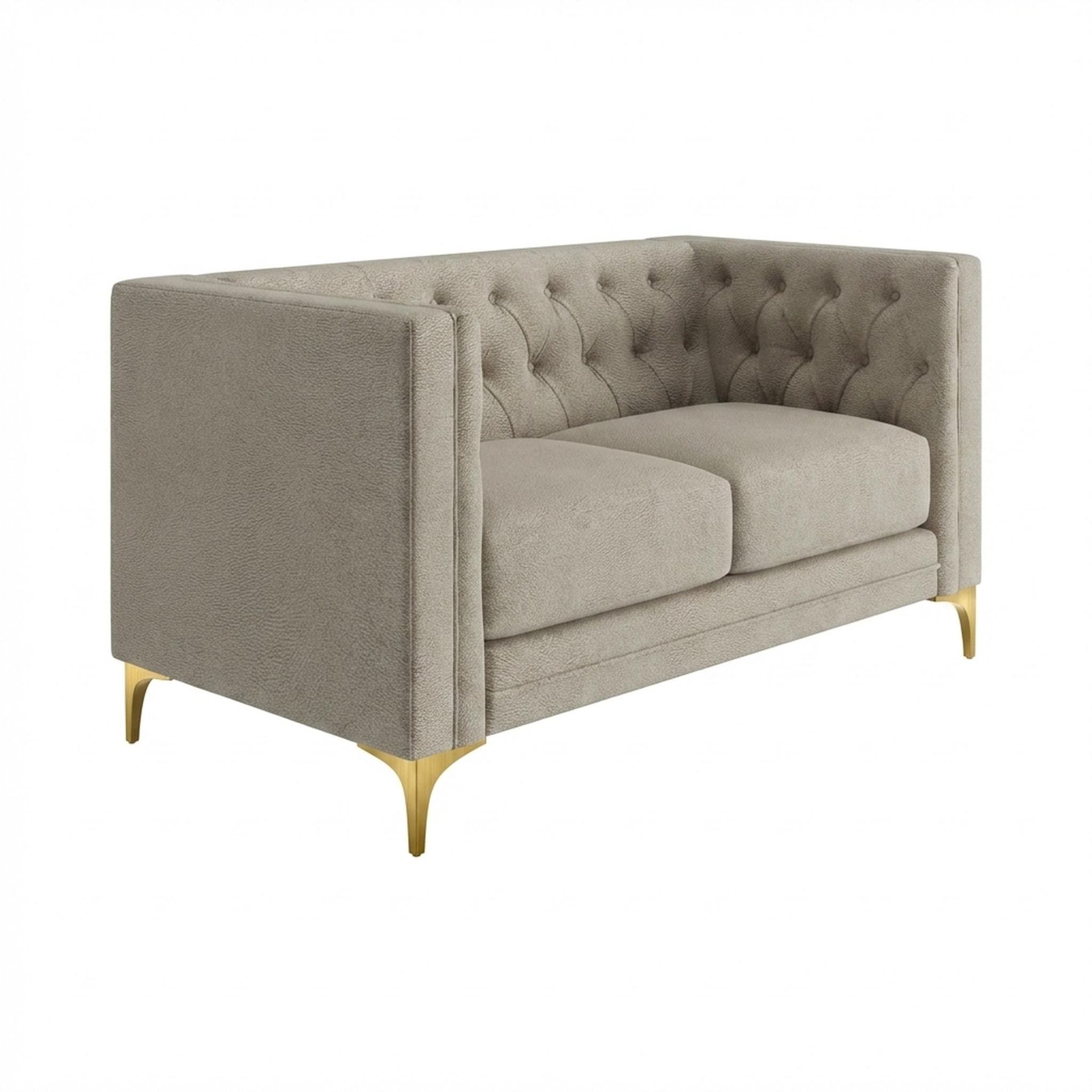 Hayden Home Premium Oslo 2 Seater Sofa, PVD Brushed Gold Leg, Essential Bone Upholstery