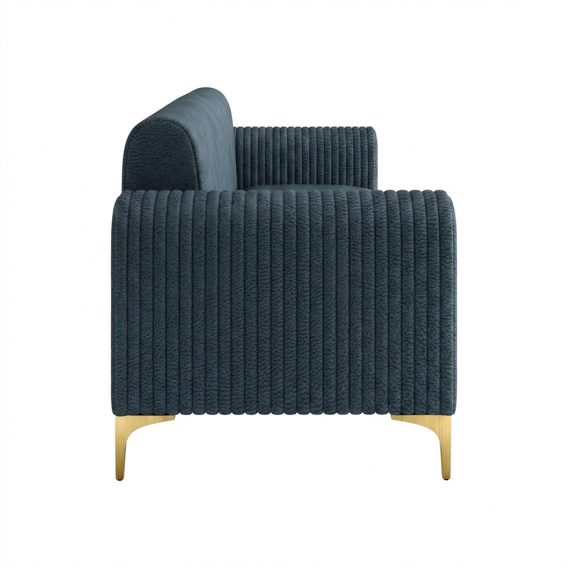 Hayden Home Premium Paris 3 Seater Sofa, PVD Brushed Gold Leg, Essential Vintage Blue Upholstery