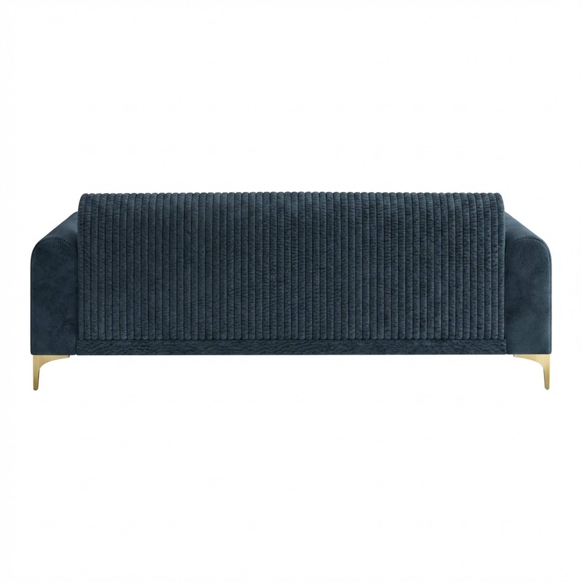 Hayden Home Premium Paris 3 Seater Sofa, PVD Brushed Gold Leg, Essential Vintage Blue Upholstery