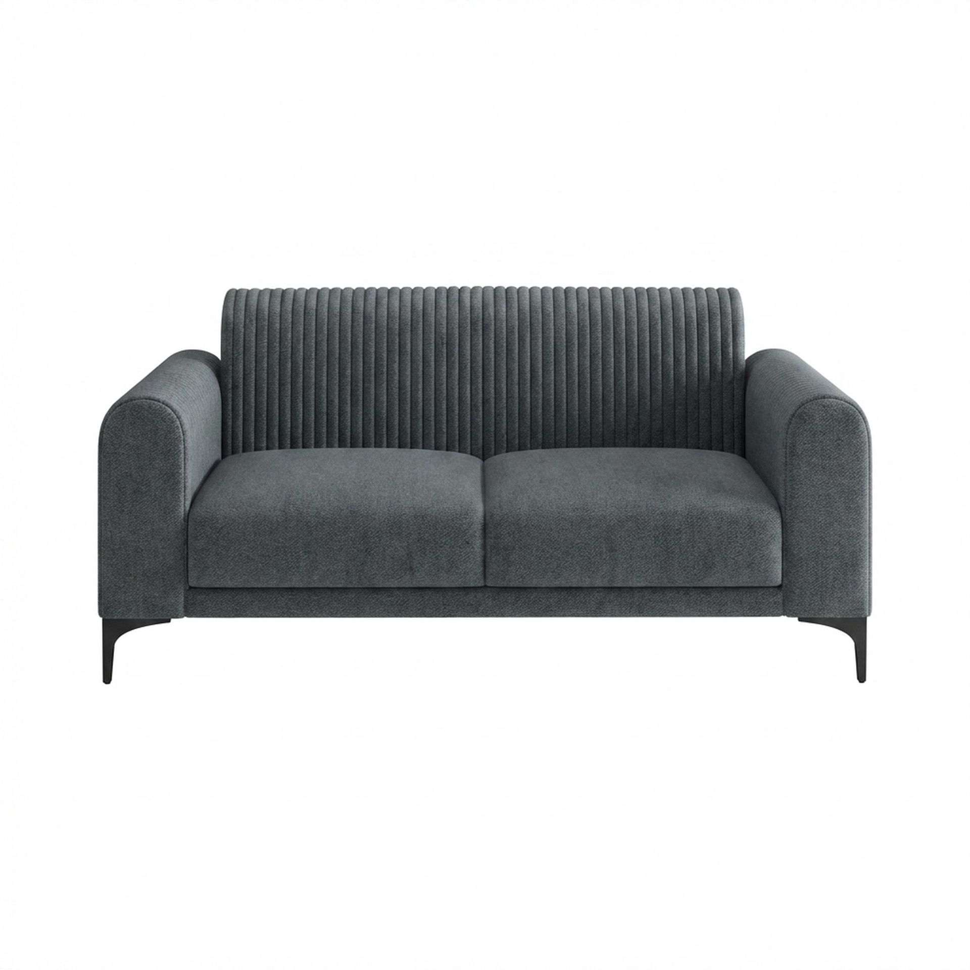 Hayden Home Premium Paris 2 Seater Sofa, Matt Black Leg, Premium Fog Grey Upholstery