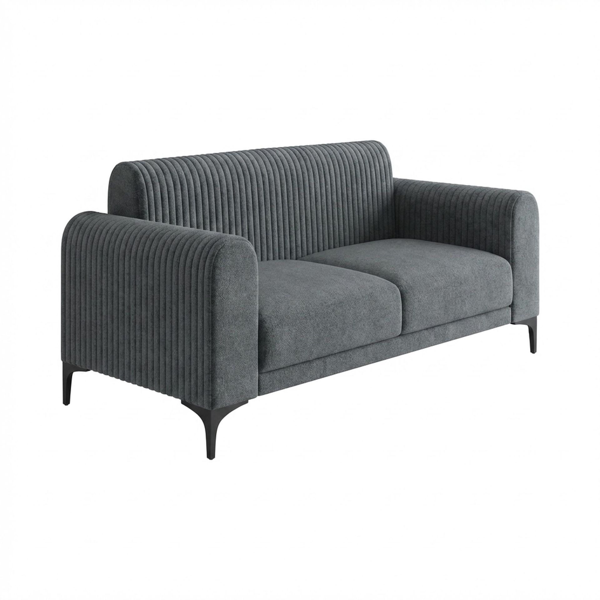 Hayden Home Premium Paris 2 Seater Sofa, Matt Black Leg, Premium Fog Grey Upholstery