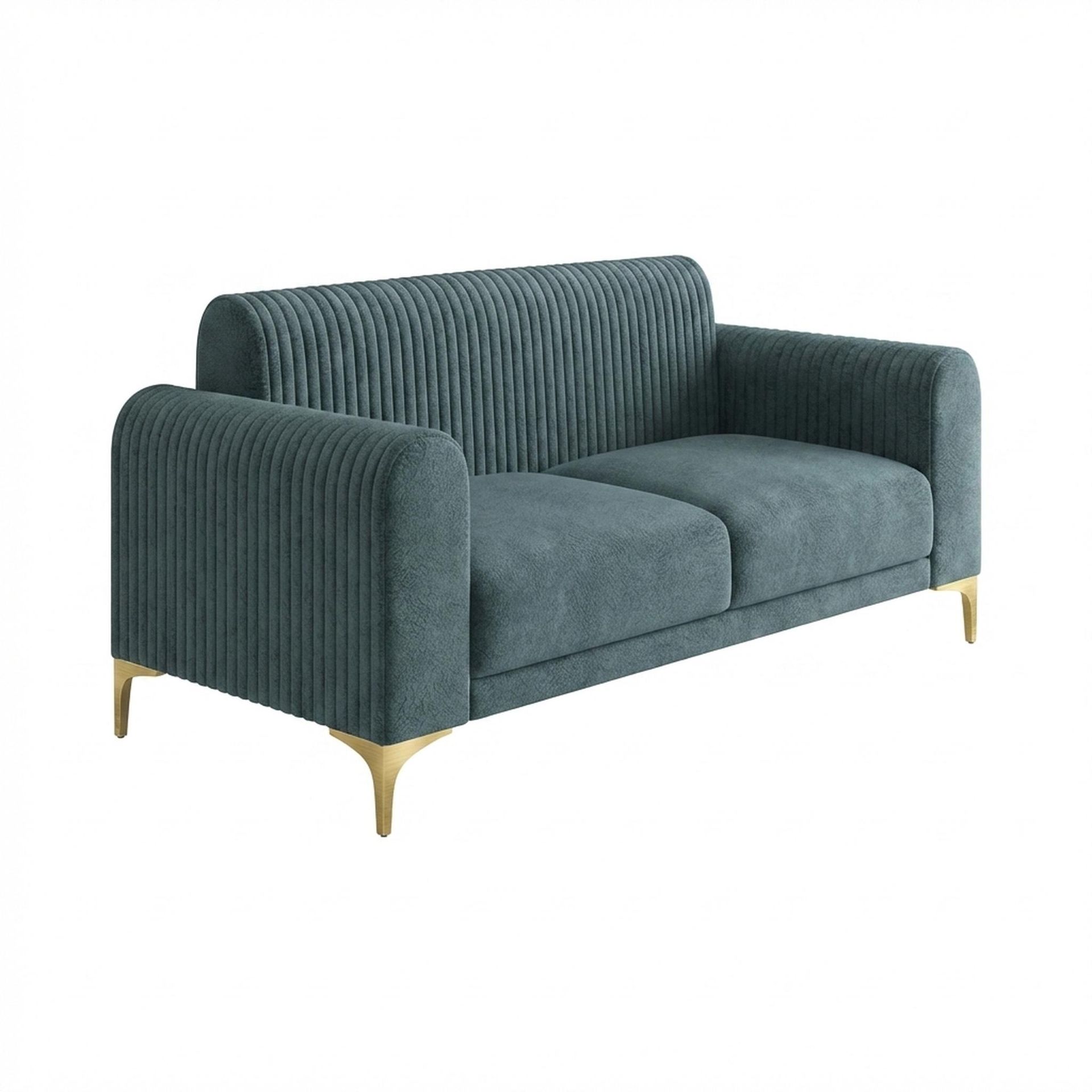 Hayden Home Premium Paris 2 Seater Sofa, PVD Brushed Gold Leg, Essential Teal Mist Upholstery