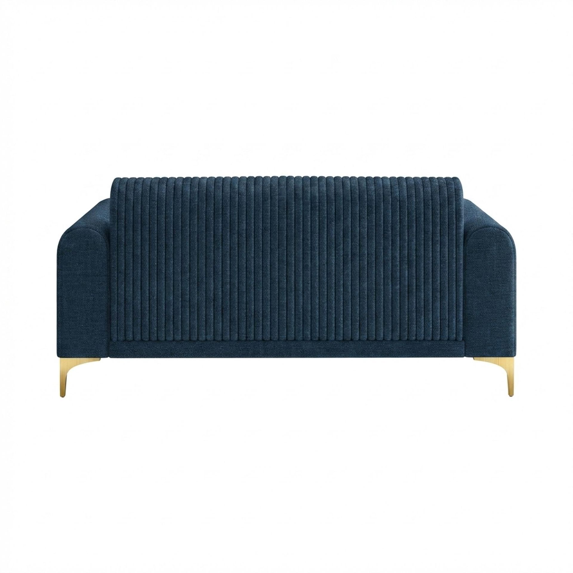 Hayden Home Premium Paris 2 Seater Sofa, PVD Brushed Gold Leg, Premium Steel Blue Upholstery