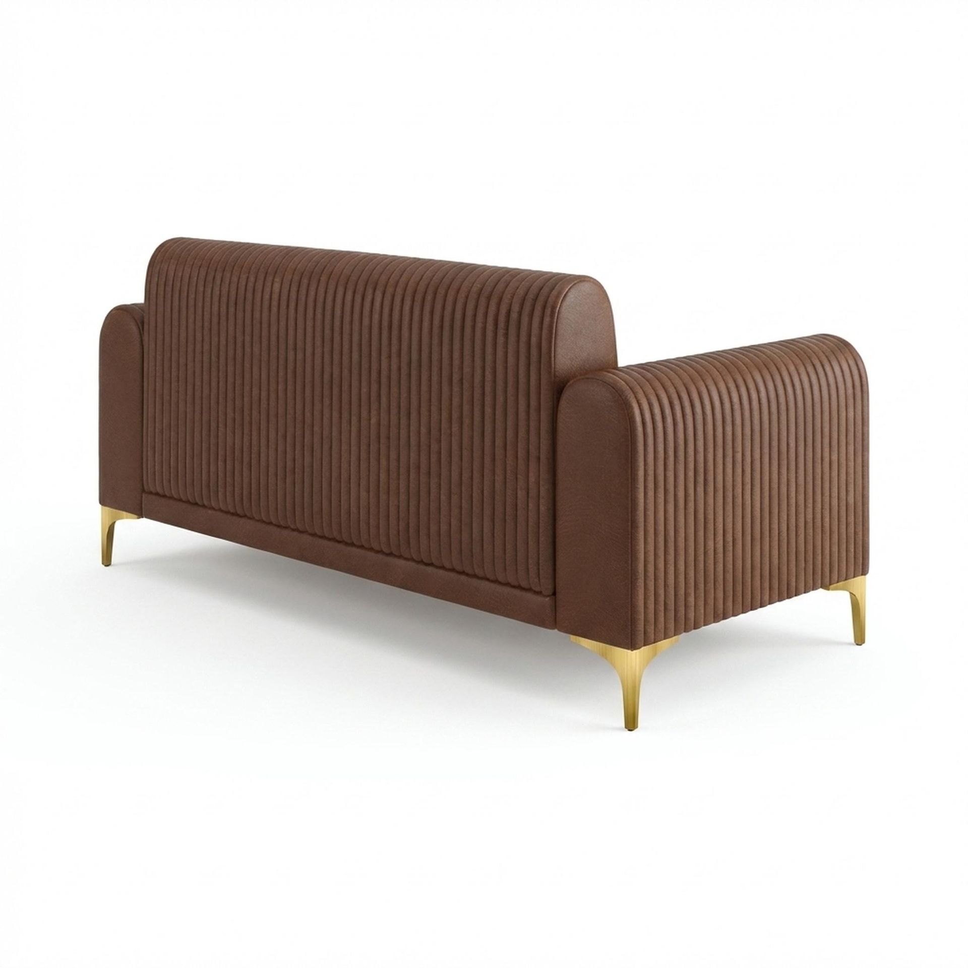 Hayden Home Premium Paris 2 Seater Sofa, PVD Brushed Gold Leg, Premium Rust Orange Upholstery