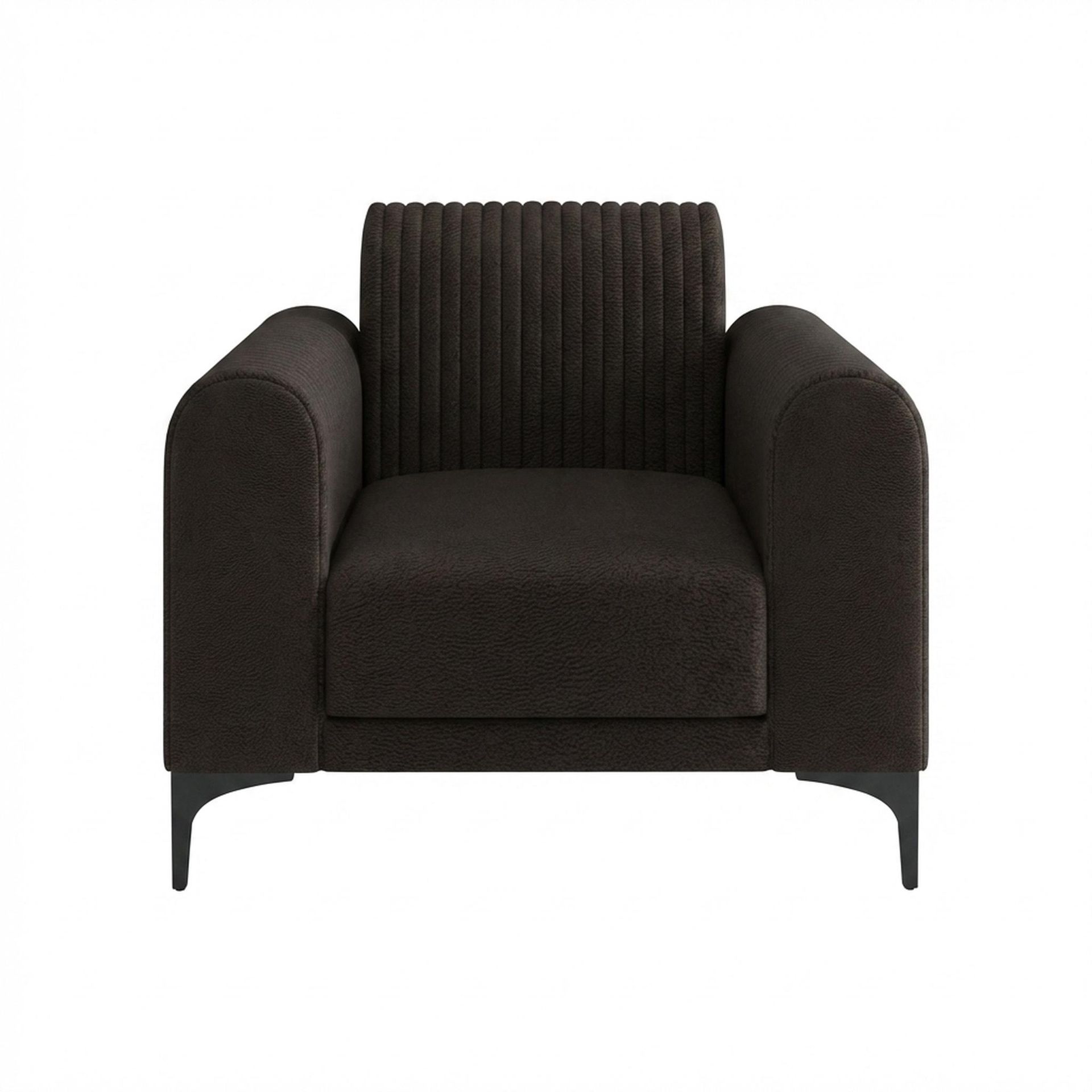 Hayden Home Premium Paris 1 Seater Sofa, Matt Black Leg, Essential Beige Brown Upholstery
