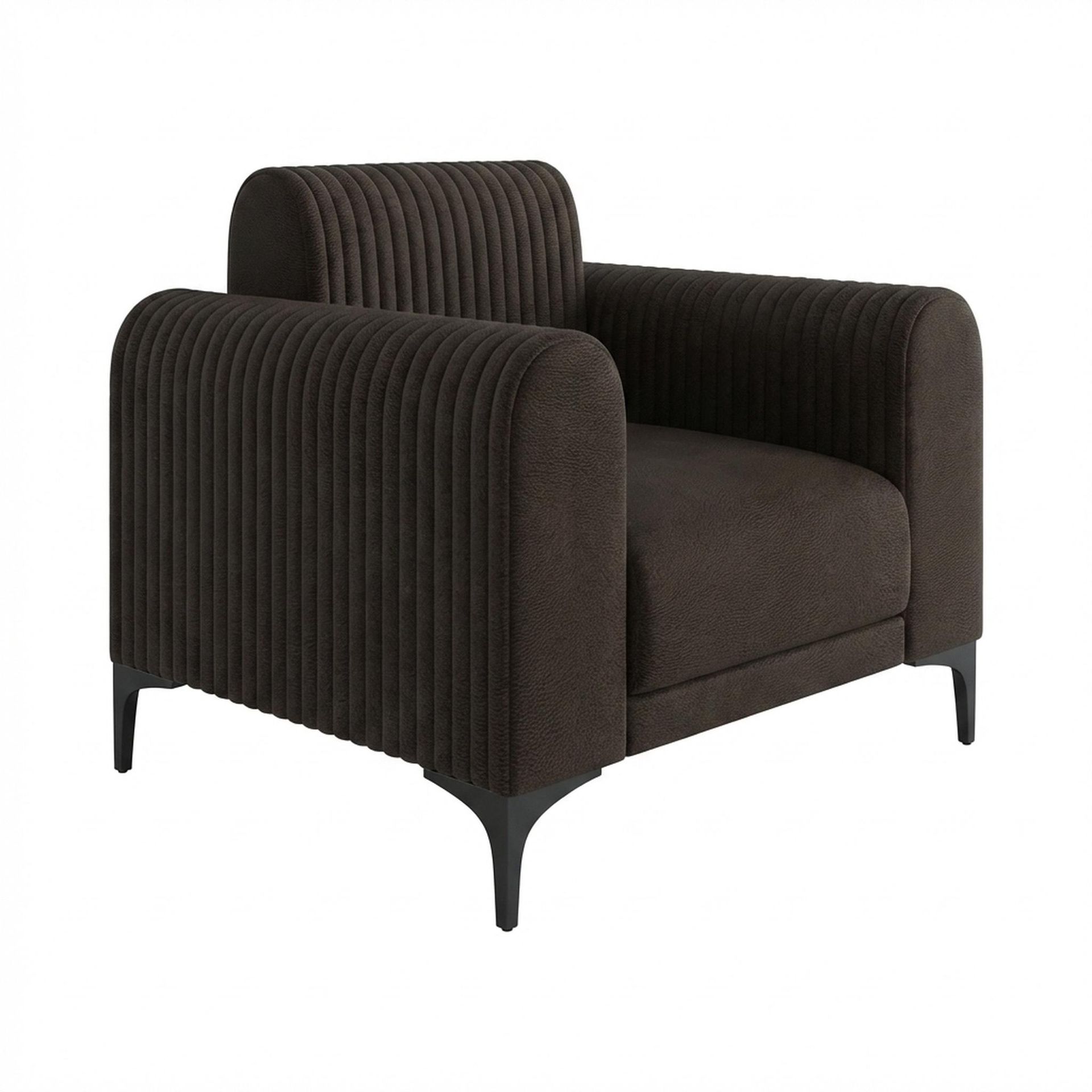Hayden Home Premium Paris 1 Seater Sofa, Matt Black Leg, Essential Beige Brown Upholstery