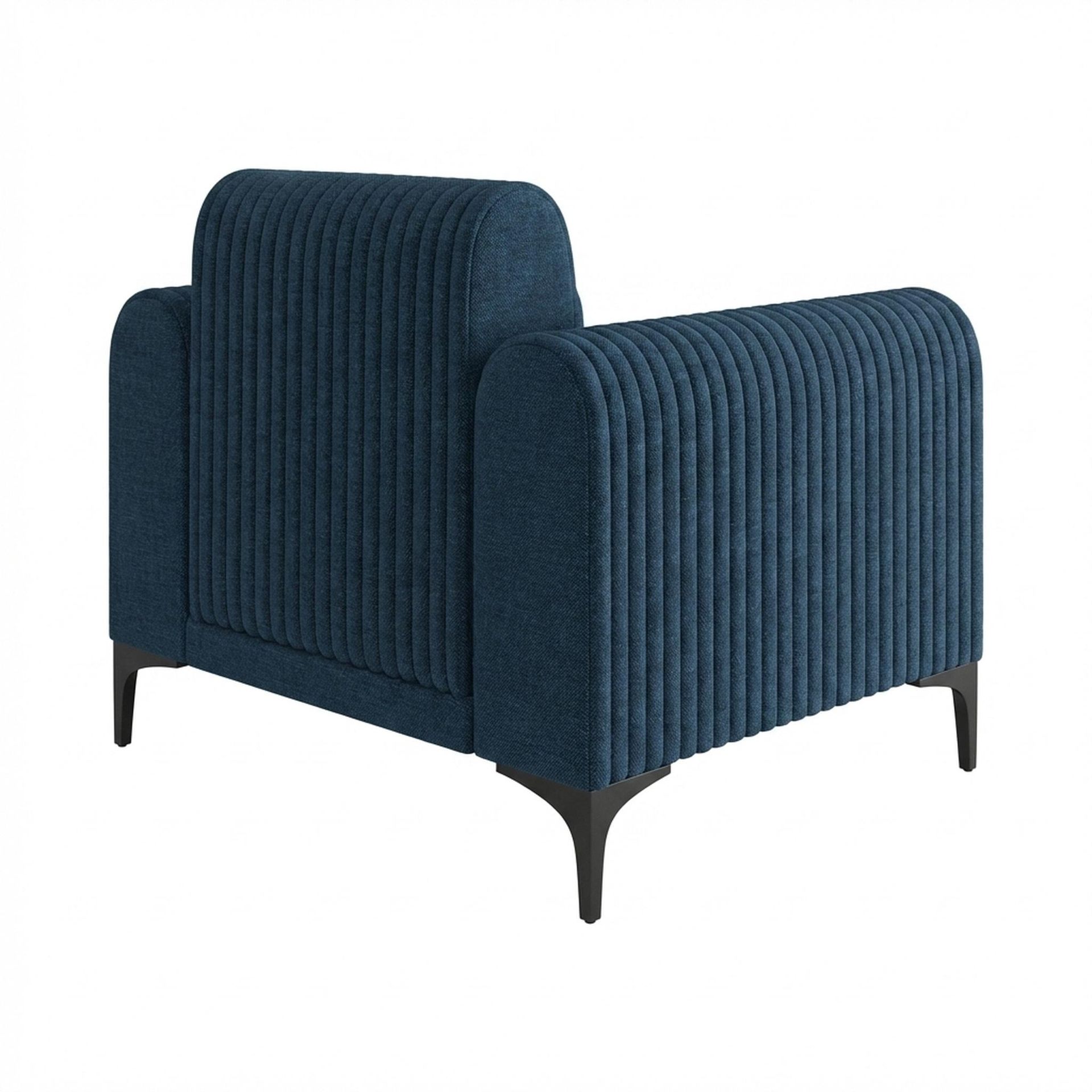 Hayden Home Premium Paris 1 Seater Sofa, Matt Black Leg, Premium Steel Blue Upholstery