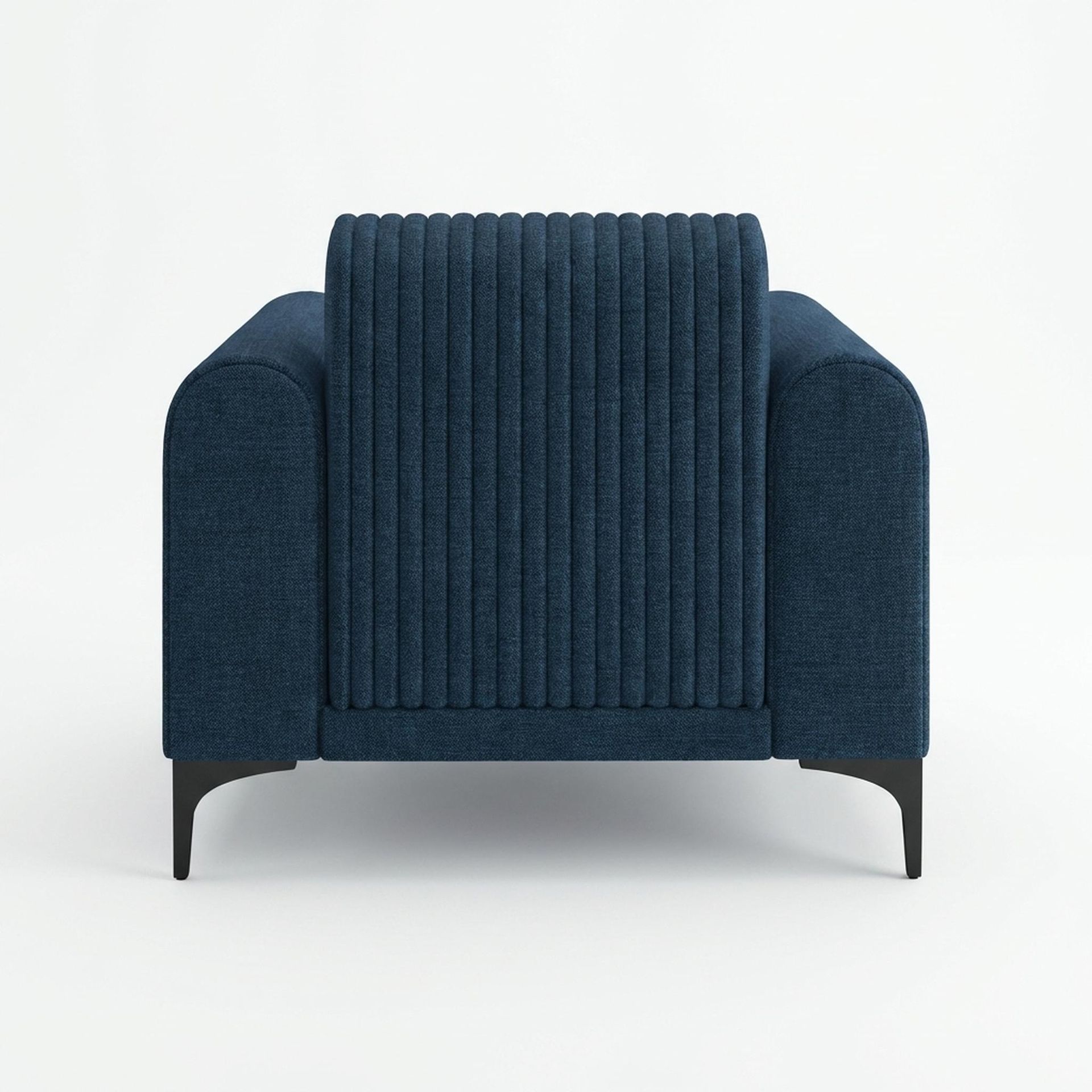 Hayden Home Premium Paris 1 Seater Sofa, Matt Black Leg, Premium Steel Blue Upholstery