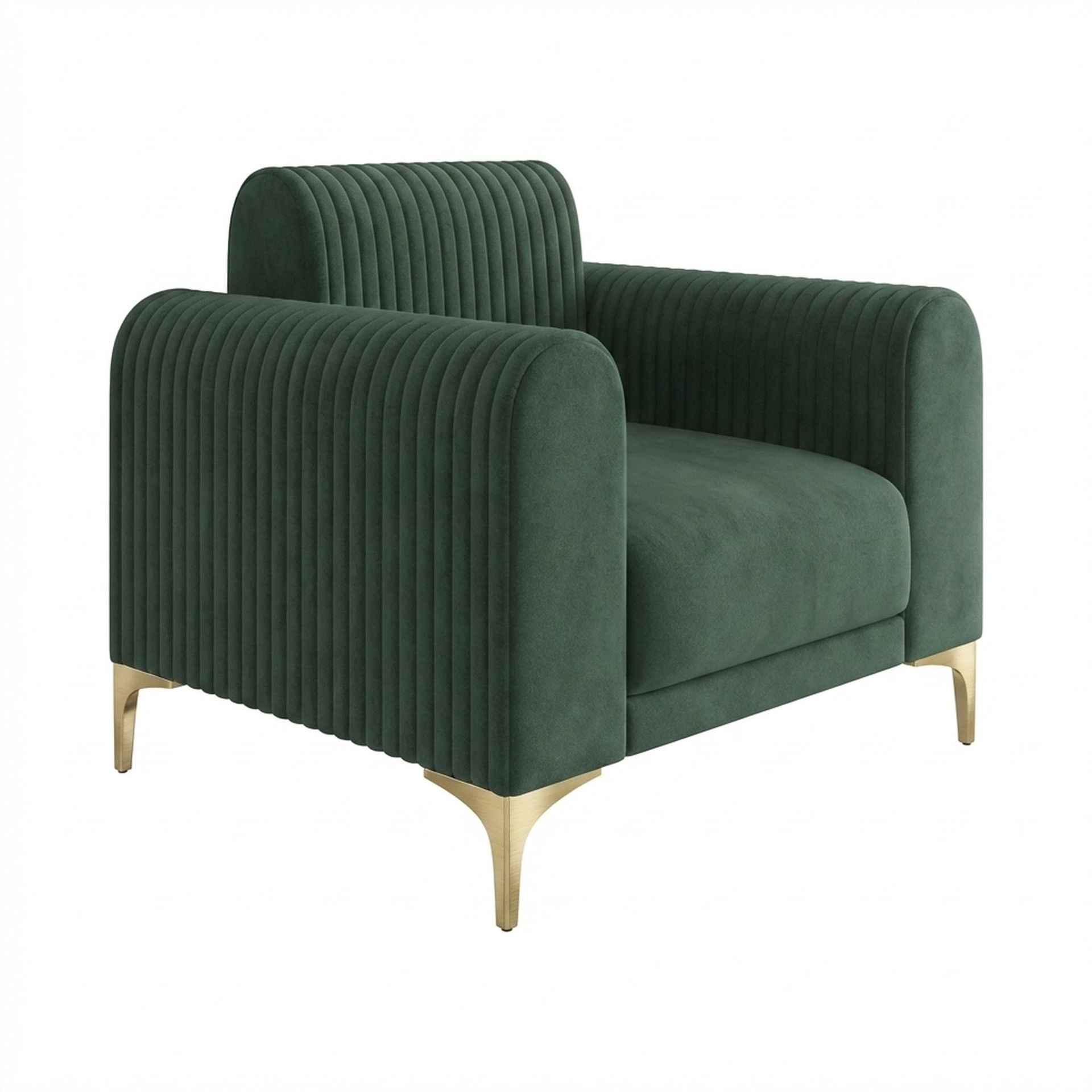 Hayden Home Premium Paris 1 Seater Sofa, PVD Brushed Gold Leg, Premium Powder Green Upholstery