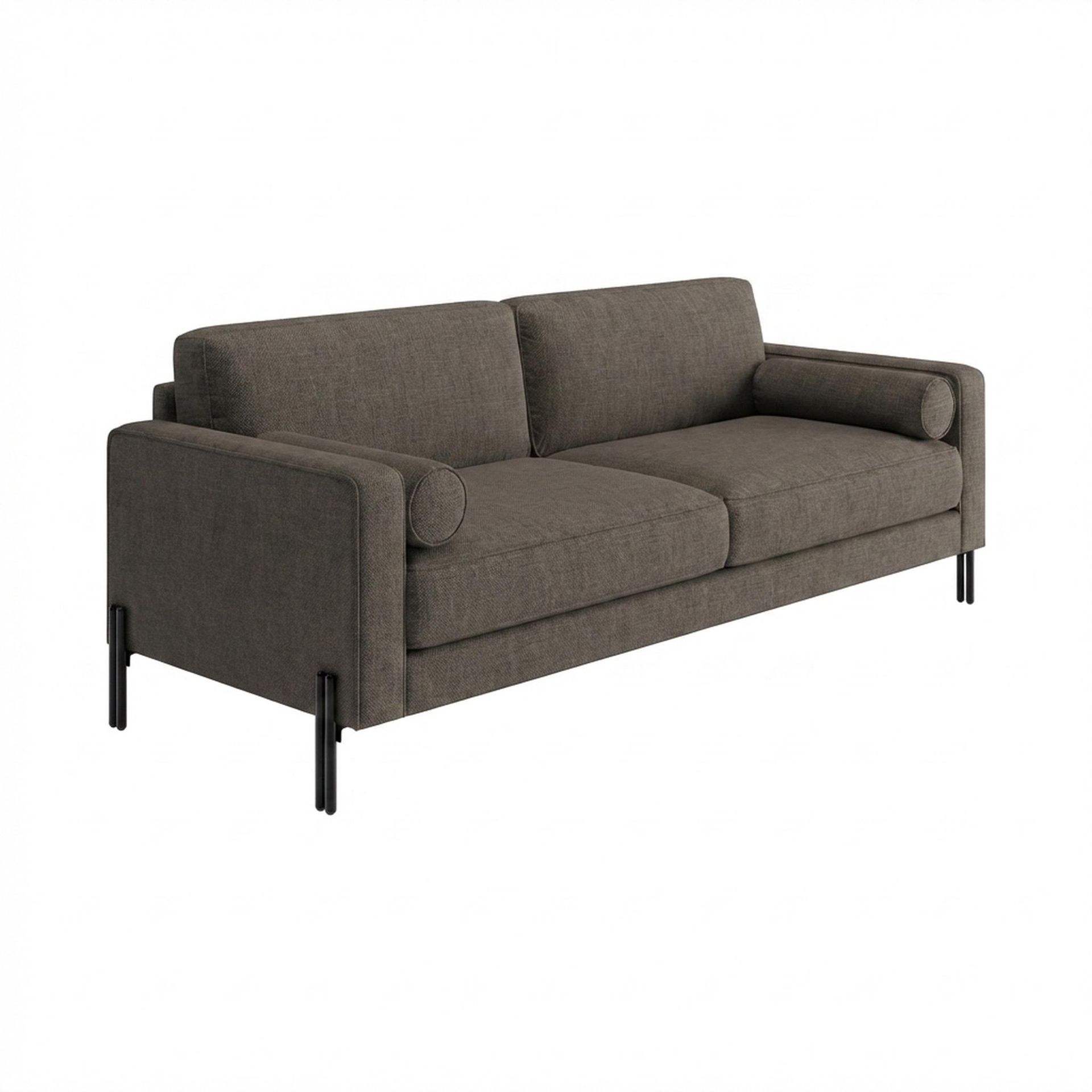 Hayden Home Premium Rio 3 Seater Sofa, Matt Black Leg, Essential Chestnut Brown Upholstery