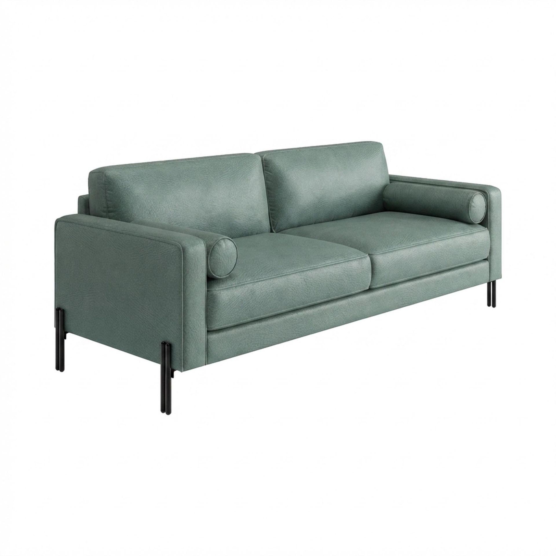 Hayden Home Premium Rio 3 Seater Sofa, Matt Black Leg, Premium Mint Green Upholstery