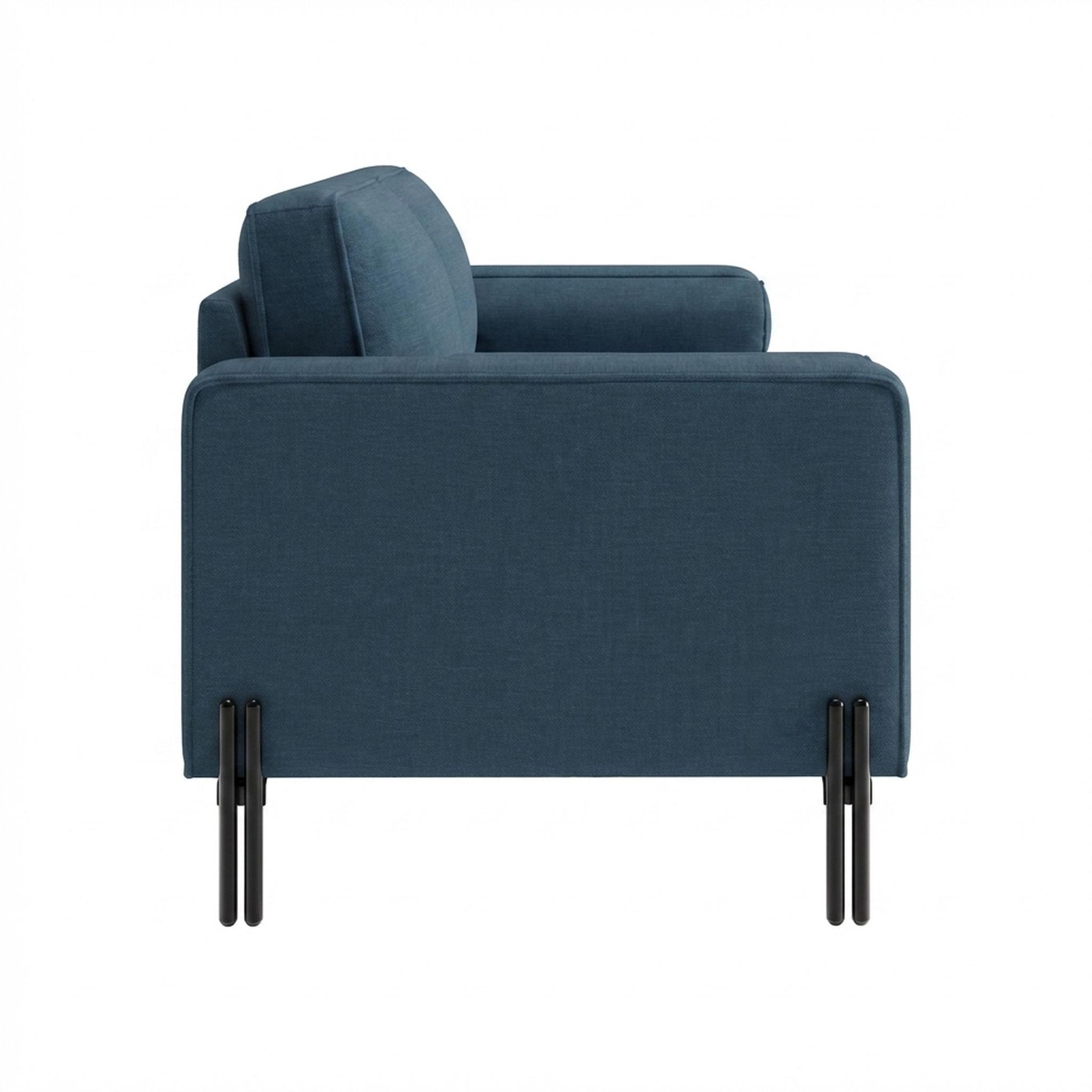Hayden Home Premium Rio 2 Seater Sofa, Matt Black Leg, Essential Aegean Blue Upholstery