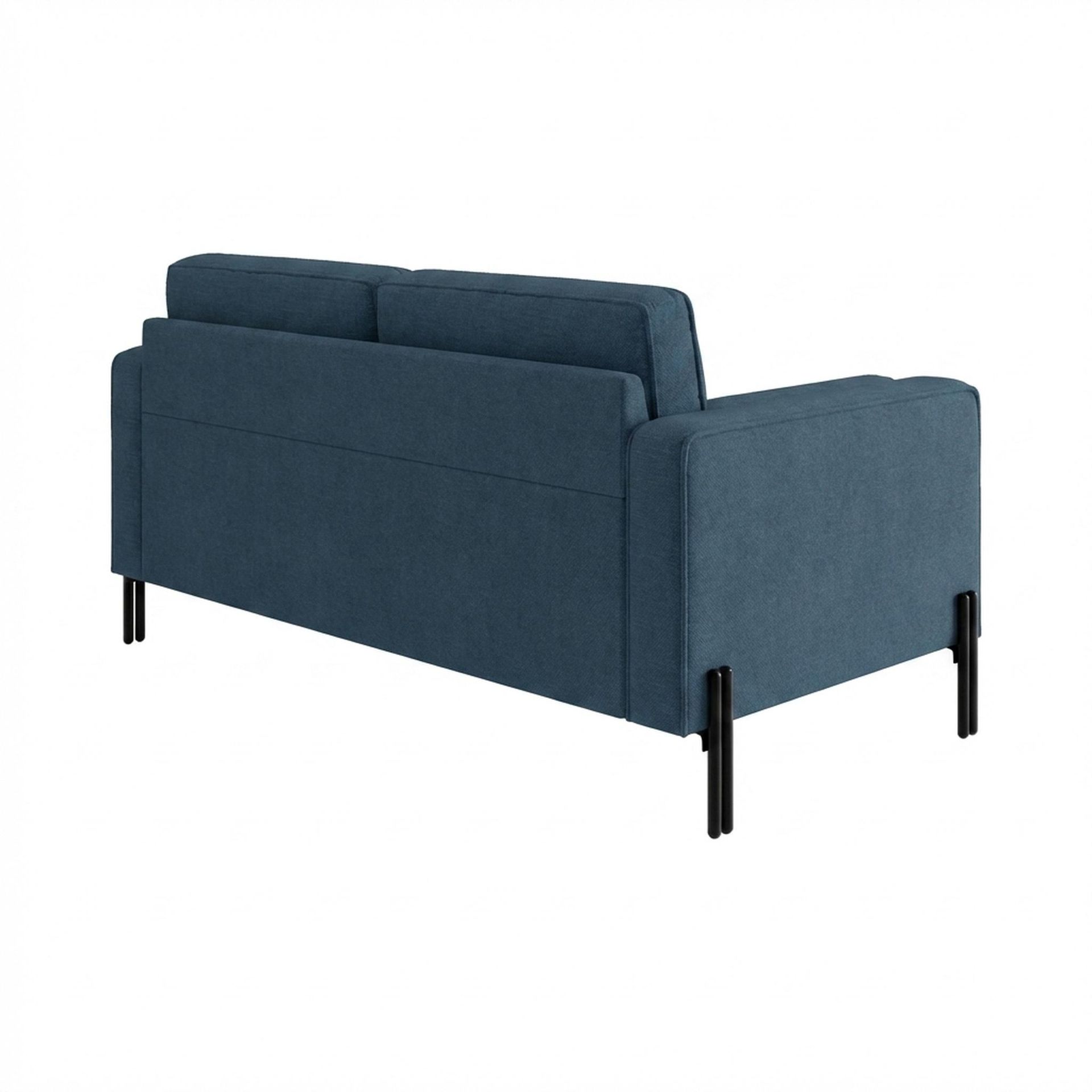 Hayden Home Premium Rio 2 Seater Sofa, Matt Black Leg, Essential Aegean Blue Upholstery