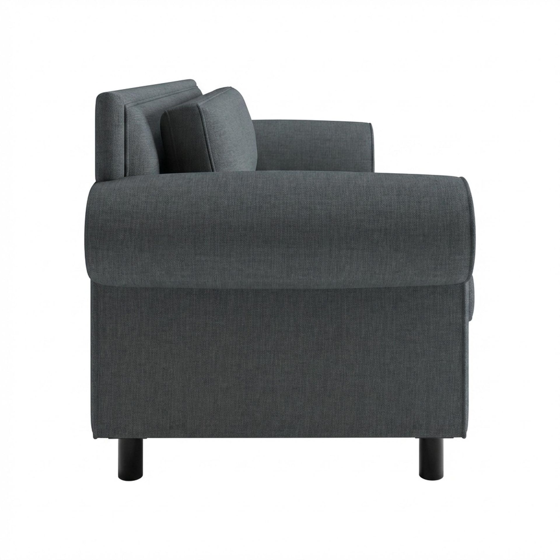 Hayden Home Premium Rome 3 Seater Sofa, Matt Black Leg, Premium Steel Grey Upholstery