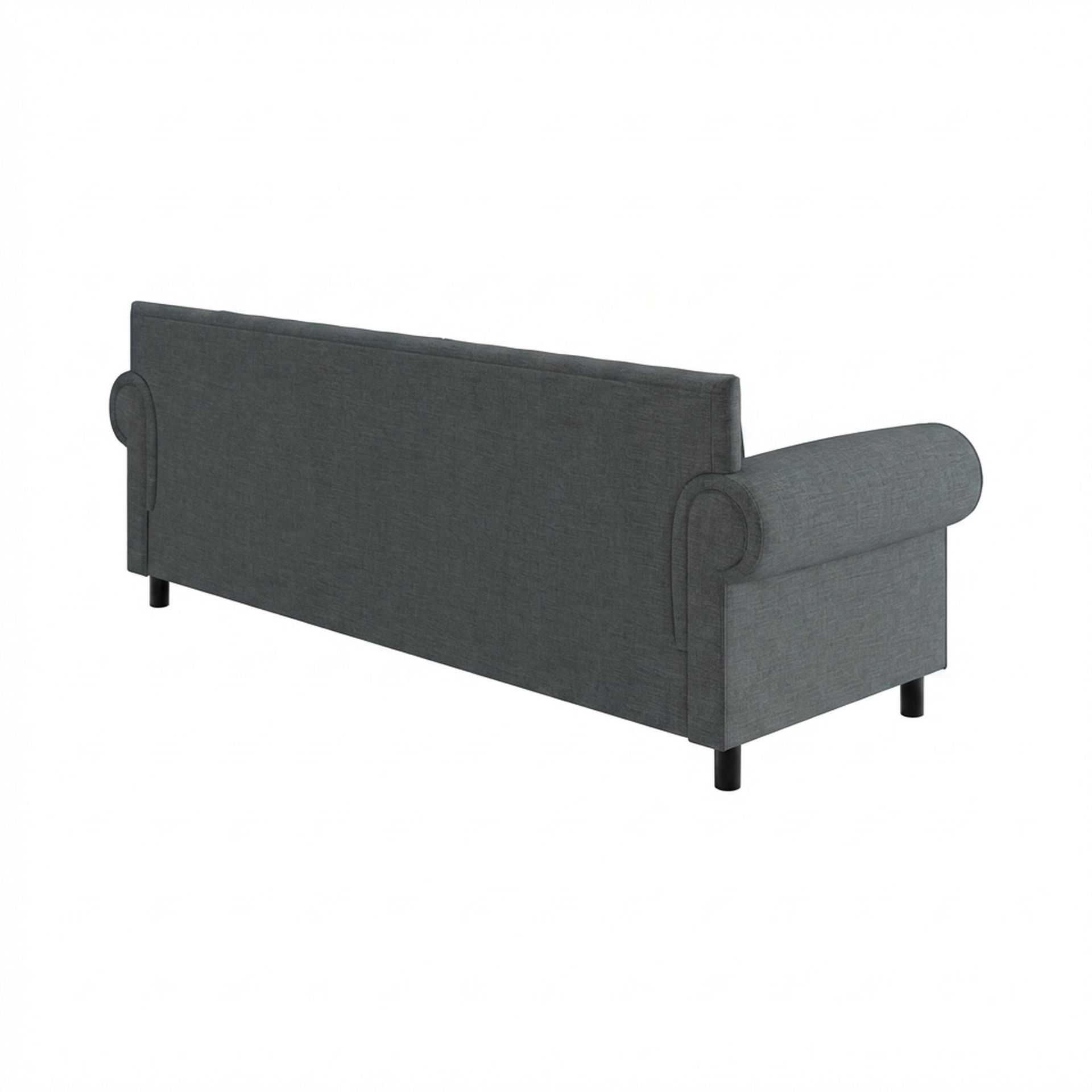 Hayden Home Premium Rome 3 Seater Sofa, Matt Black Leg, Premium Steel Grey Upholstery
