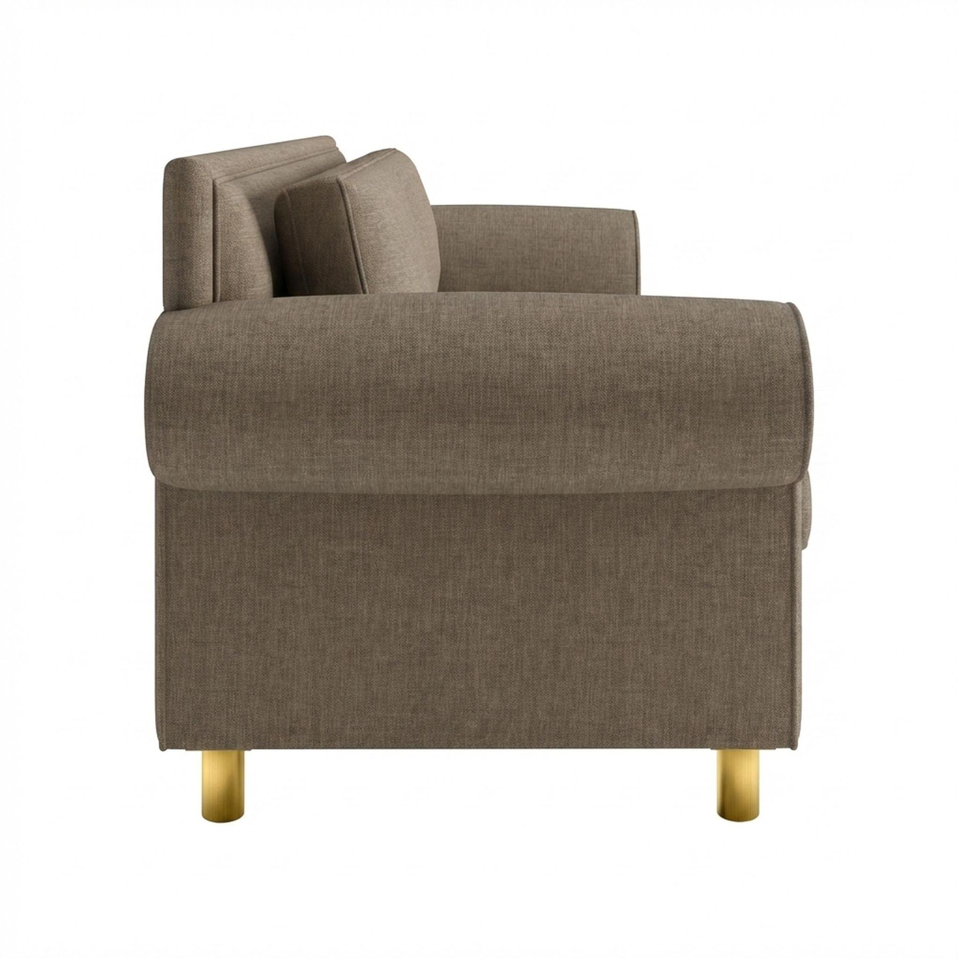 Hayden Home Premium Rome 3 Seater Sofa, PVD Brushed Gold Leg, Premium Dusky Biege Upholstery