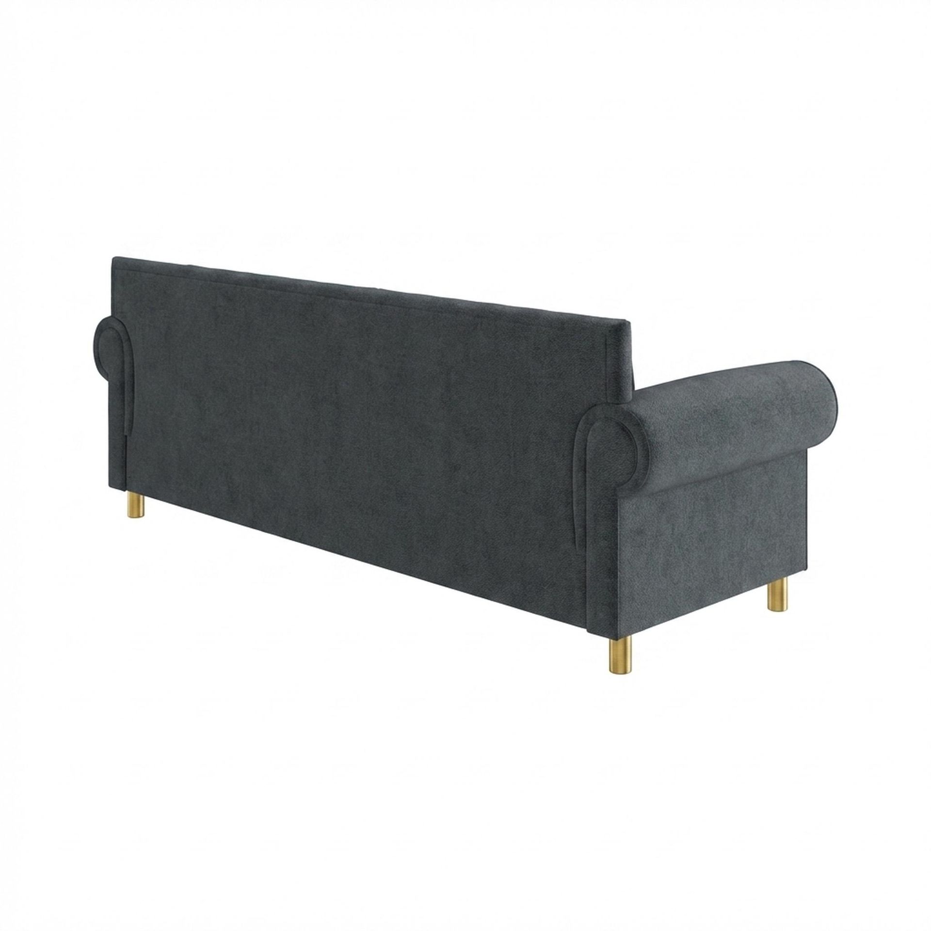 Hayden Home Premium Rome 3 Seater Sofa, PVD Brushed Gold Leg, Premium Fog Grey Upholstery