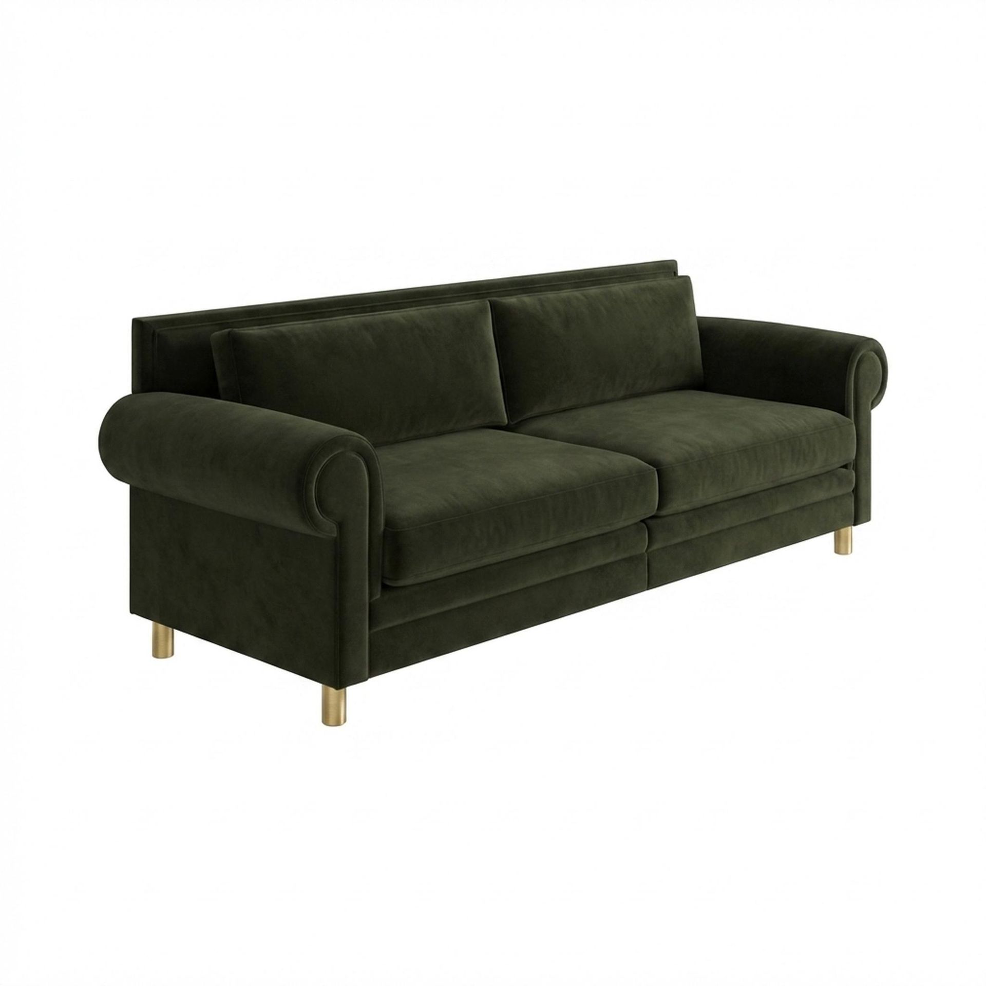 Hayden Home Premium Rome 3 Seater Sofa, PVD Brushed Gold Leg, Premium Emerald Upholstery