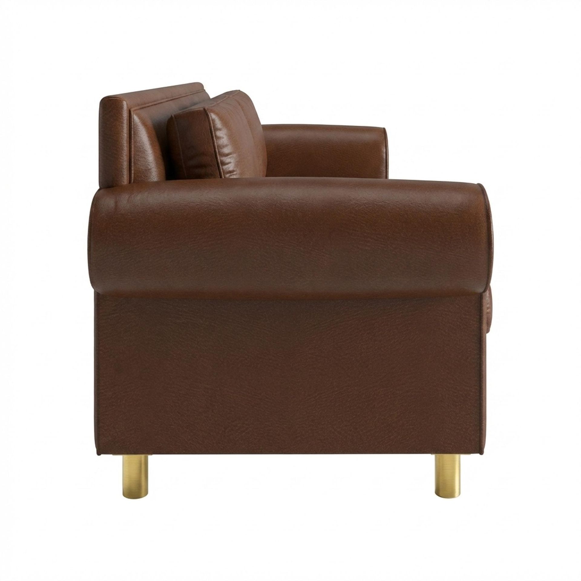 Hayden Home Premium Rome 3 Seater Sofa, PVD Brushed Gold Leg, Premium Rust Orange Upholstery