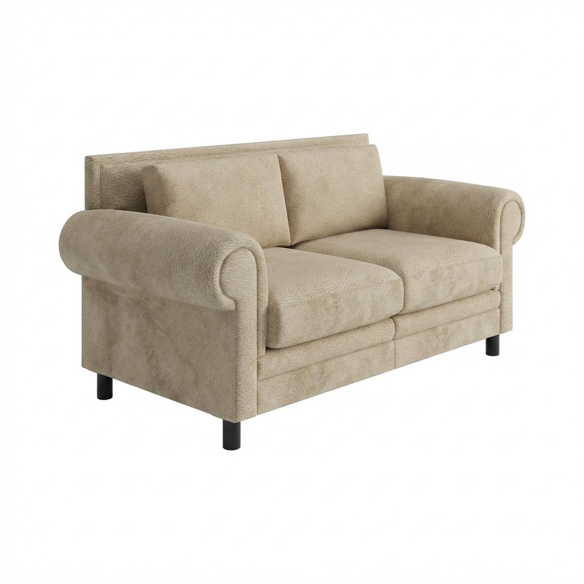 Hayden Home Premium Rome 2 Seater Sofa, Matt Black Leg, Essential Sand Upholstery