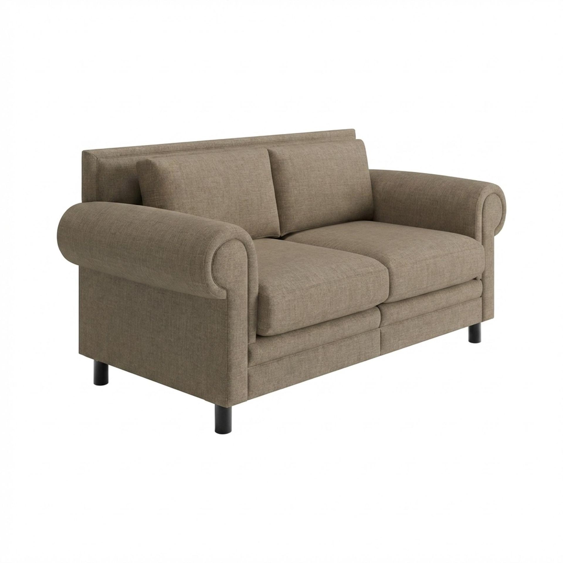 Hayden Home Premium Rome 2 Seater Sofa, Matt Black Leg, Premium Dusky Biege Upholstery