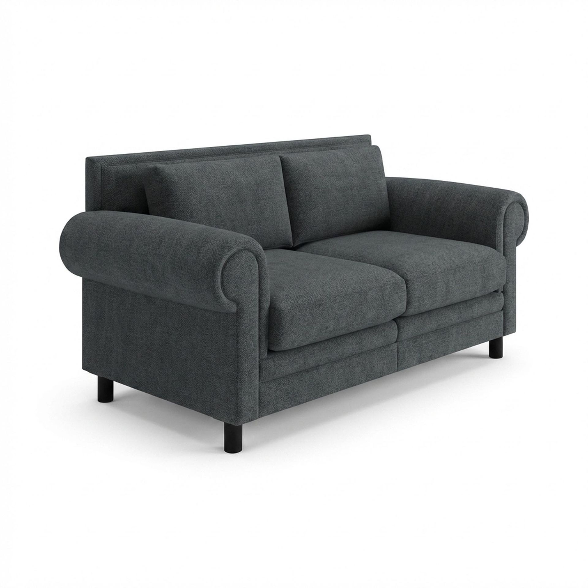 Hayden Home Premium Rome 2 Seater Sofa, Matt Black Leg, Premium Fog Grey Upholstery