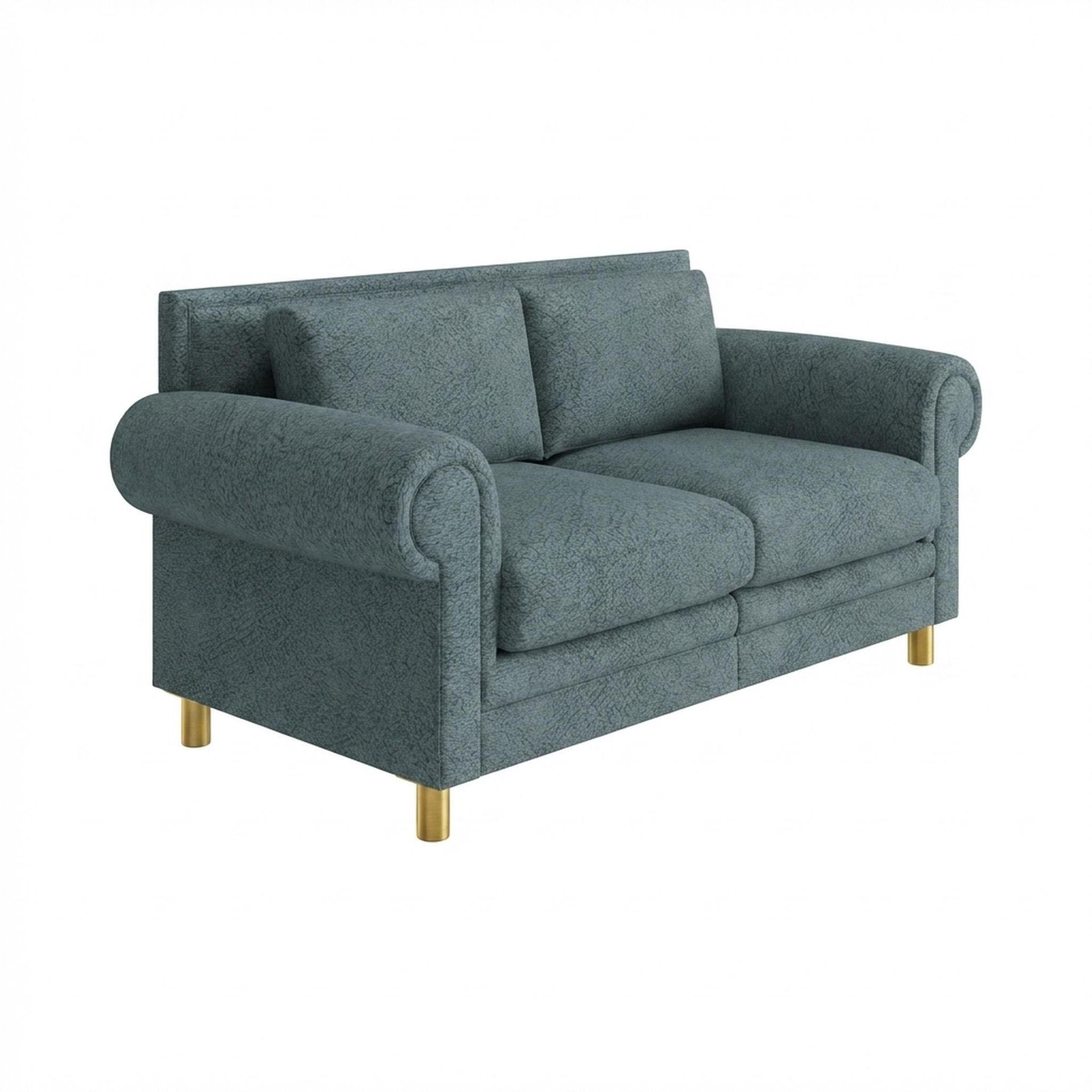 Hayden Home Premium Rome 2 Seater Sofa, PVD Brushed Gold Leg, Essential Teal Mist Upholstery