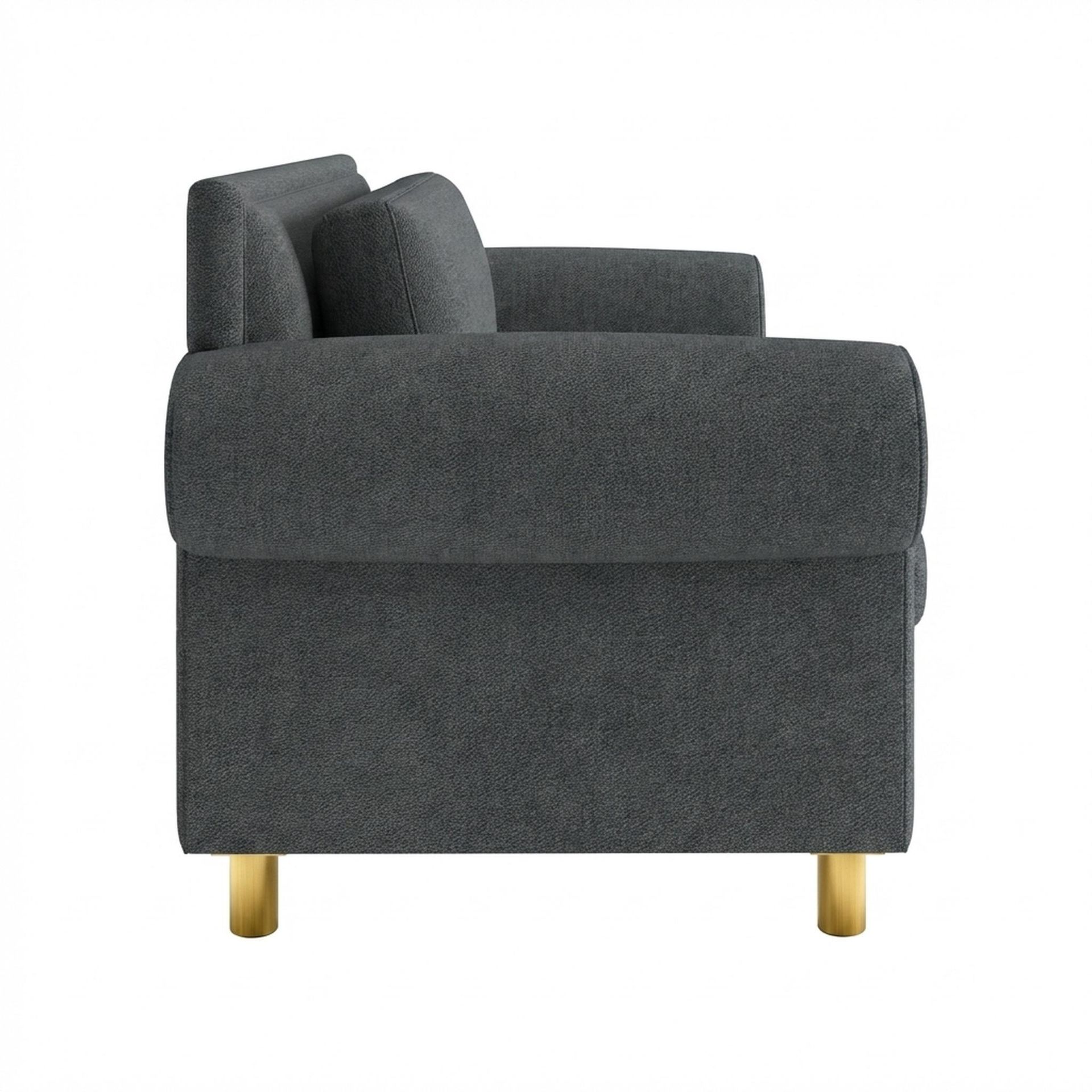 Hayden Home Premium Rome 2 Seater Sofa, PVD Brushed Gold Leg, Premium Fog Grey Upholstery