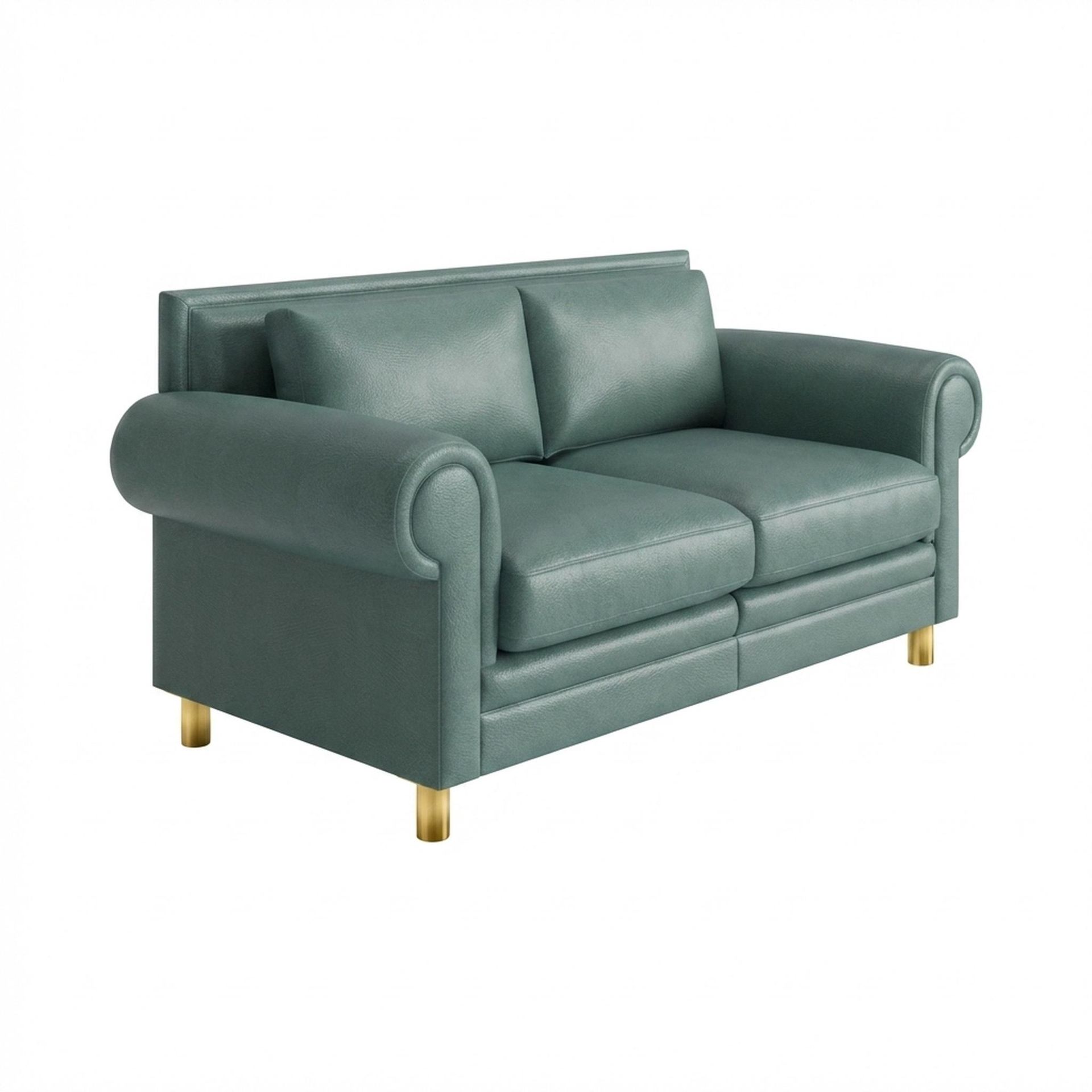 Hayden Home Premium Rome 2 Seater Sofa, PVD Brushed Gold Leg, Premium Mint Green Upholstery