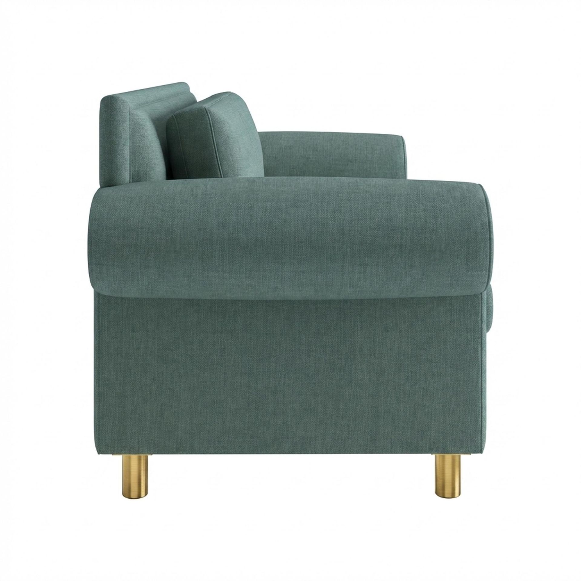 Hayden Home Premium Rome 2 Seater Sofa, PVD Brushed Gold Leg, Premium Mint Green Upholstery