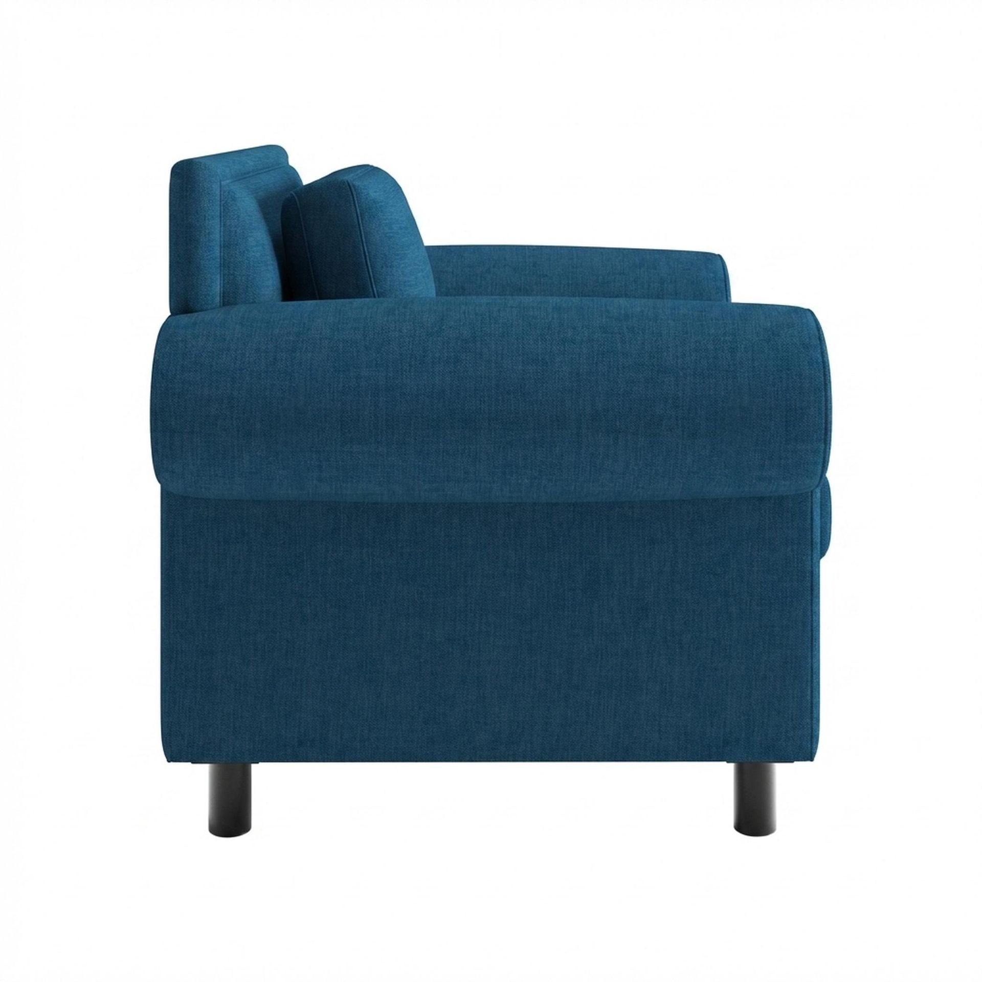 Hayden Home Premium Rome 1 Seater Sofa, Matt Black Leg, Essential Aegean Blue Upholstery