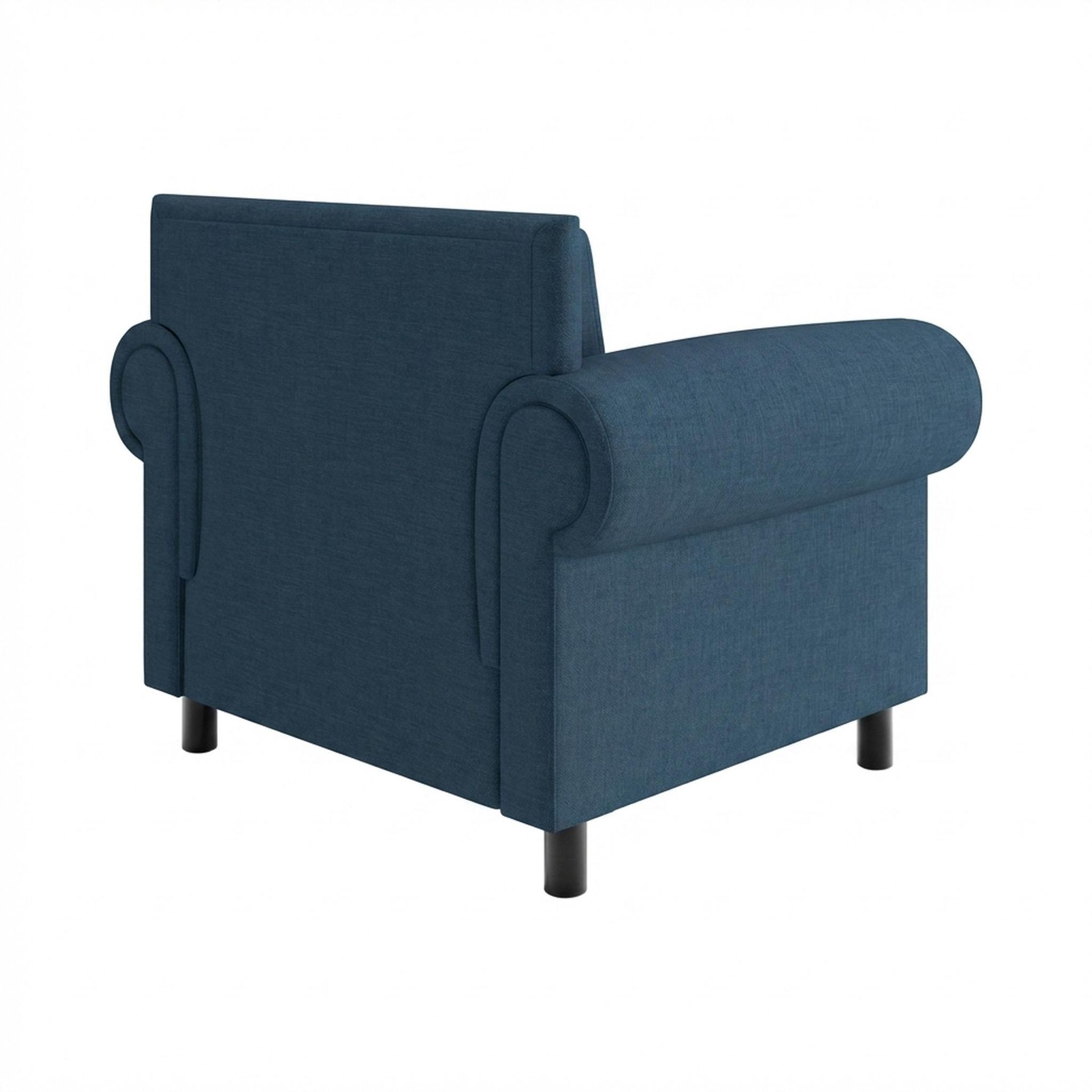 Hayden Home Premium Rome 1 Seater Sofa, Matt Black Leg, Essential Aegean Blue Upholstery