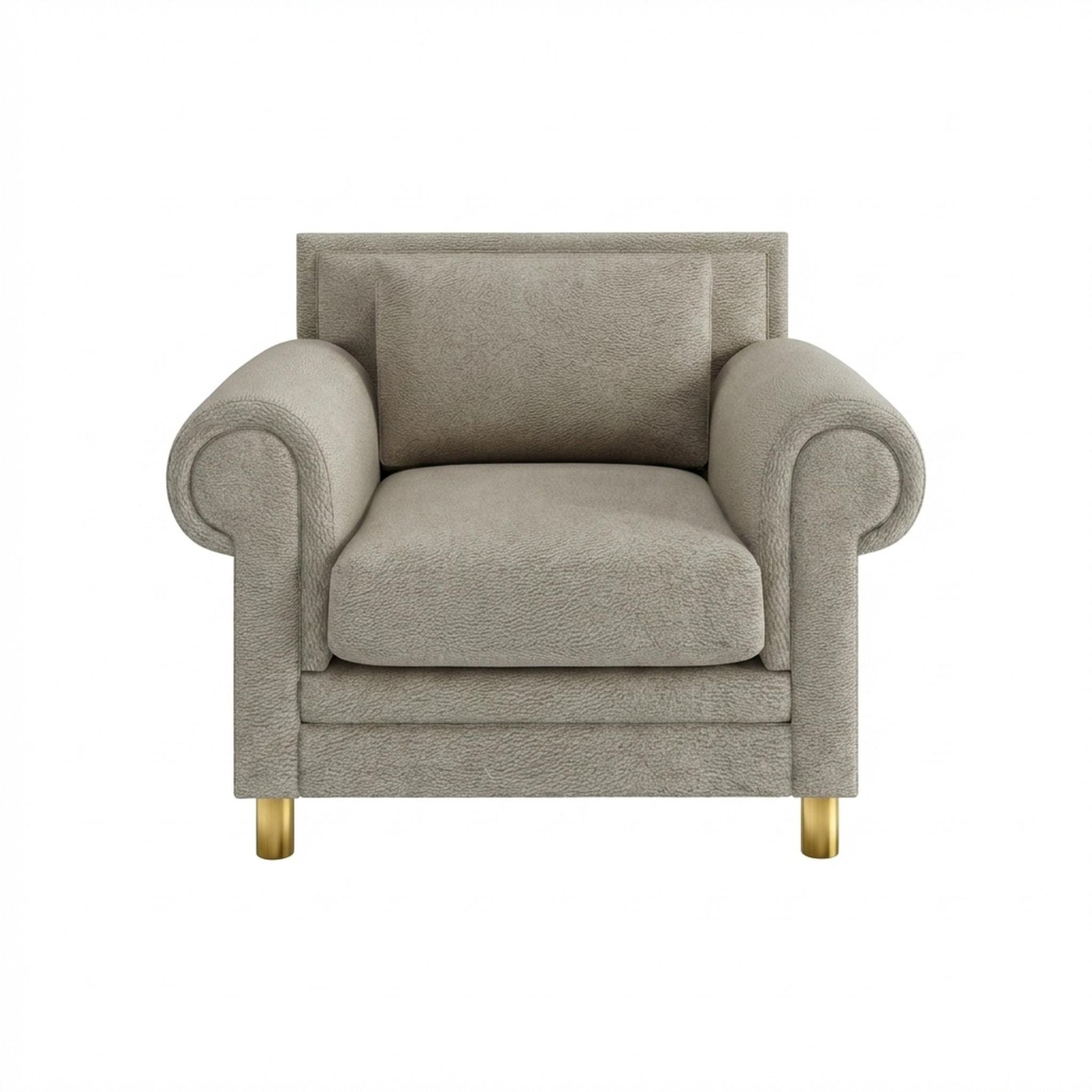 Hayden Home Premium Rome 1 Seater Sofa, PVD Brushed Gold Leg, Essential Bone Upholstery