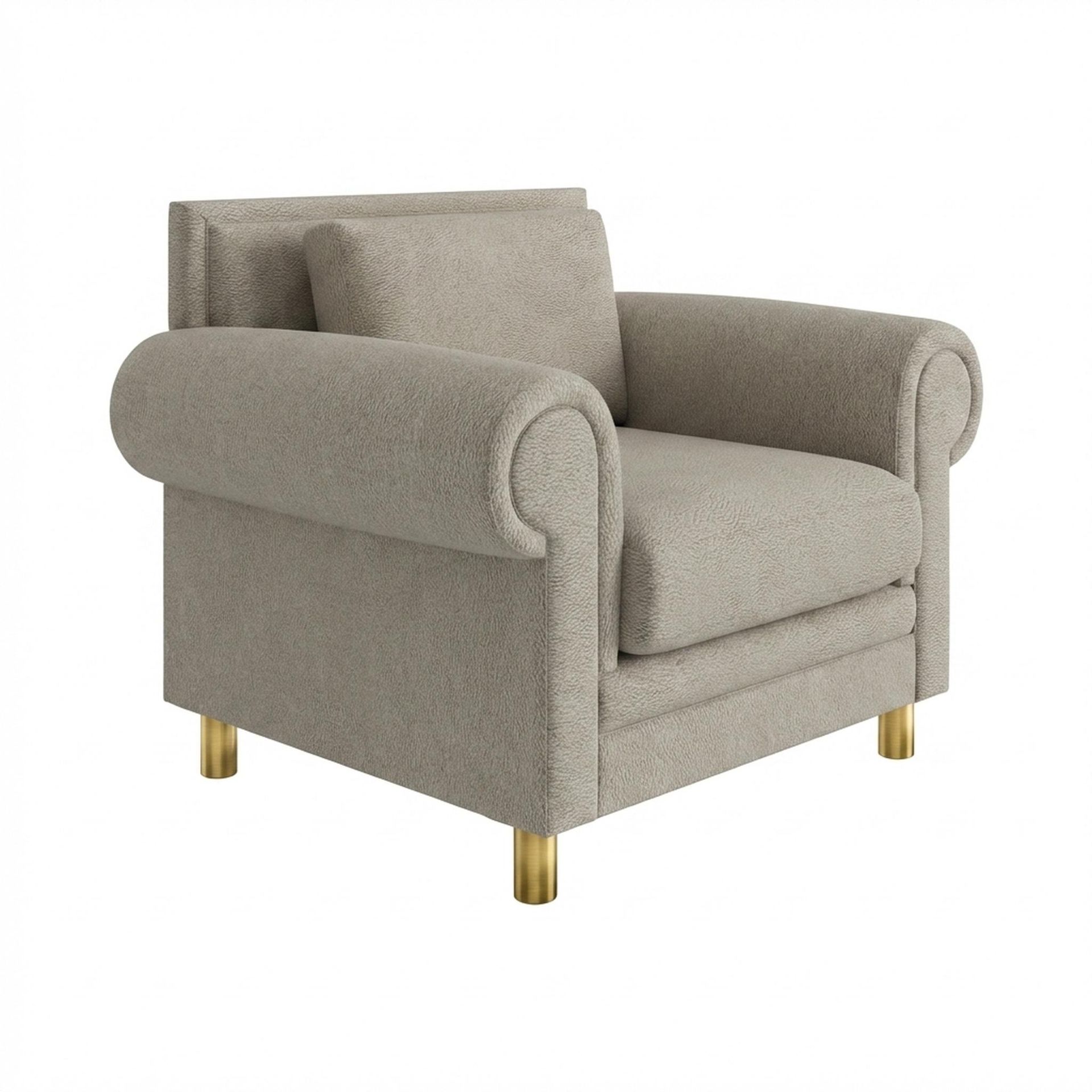 Hayden Home Premium Rome 1 Seater Sofa, PVD Brushed Gold Leg, Essential Bone Upholstery