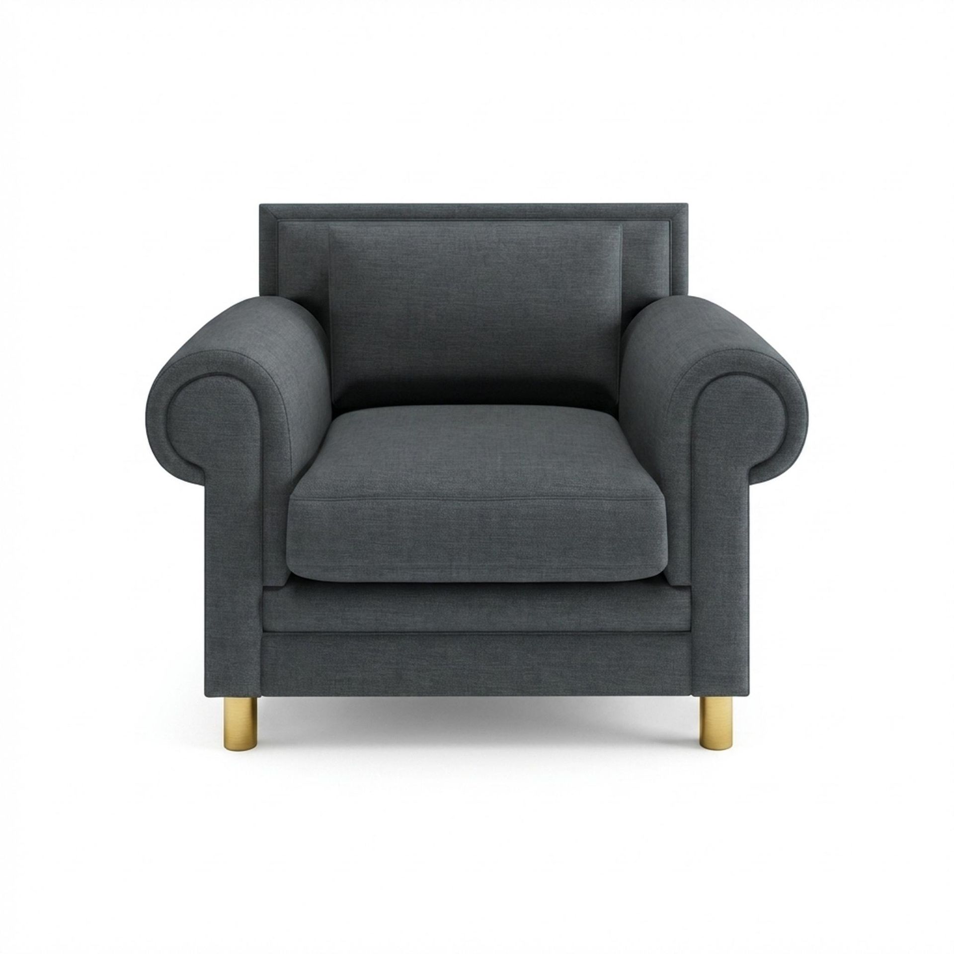 Hayden Home Premium Rome 1 Seater Sofa, PVD Brushed Gold Leg, Premium Steel Grey Upholstery