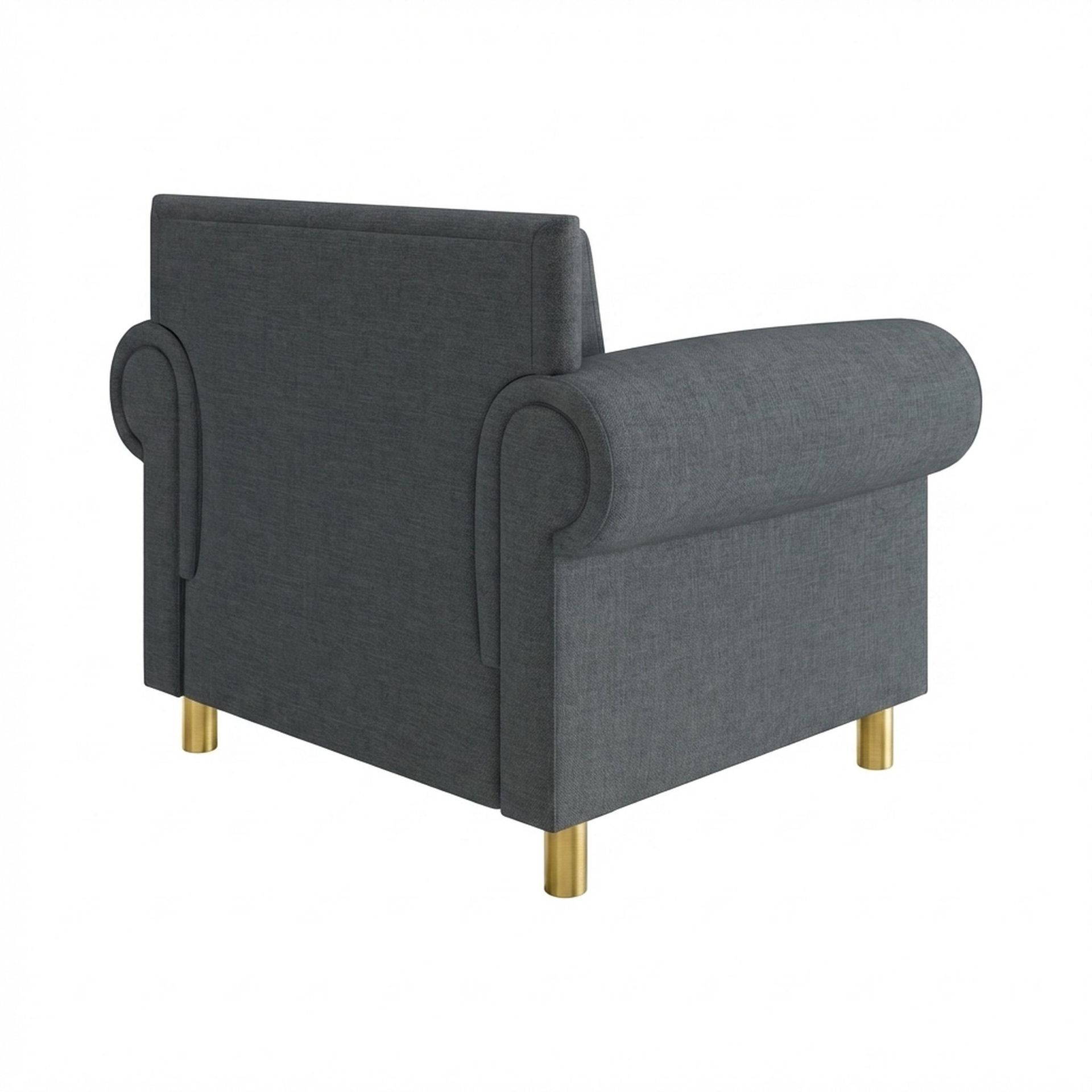 Hayden Home Premium Rome 1 Seater Sofa, PVD Brushed Gold Leg, Premium Steel Grey Upholstery