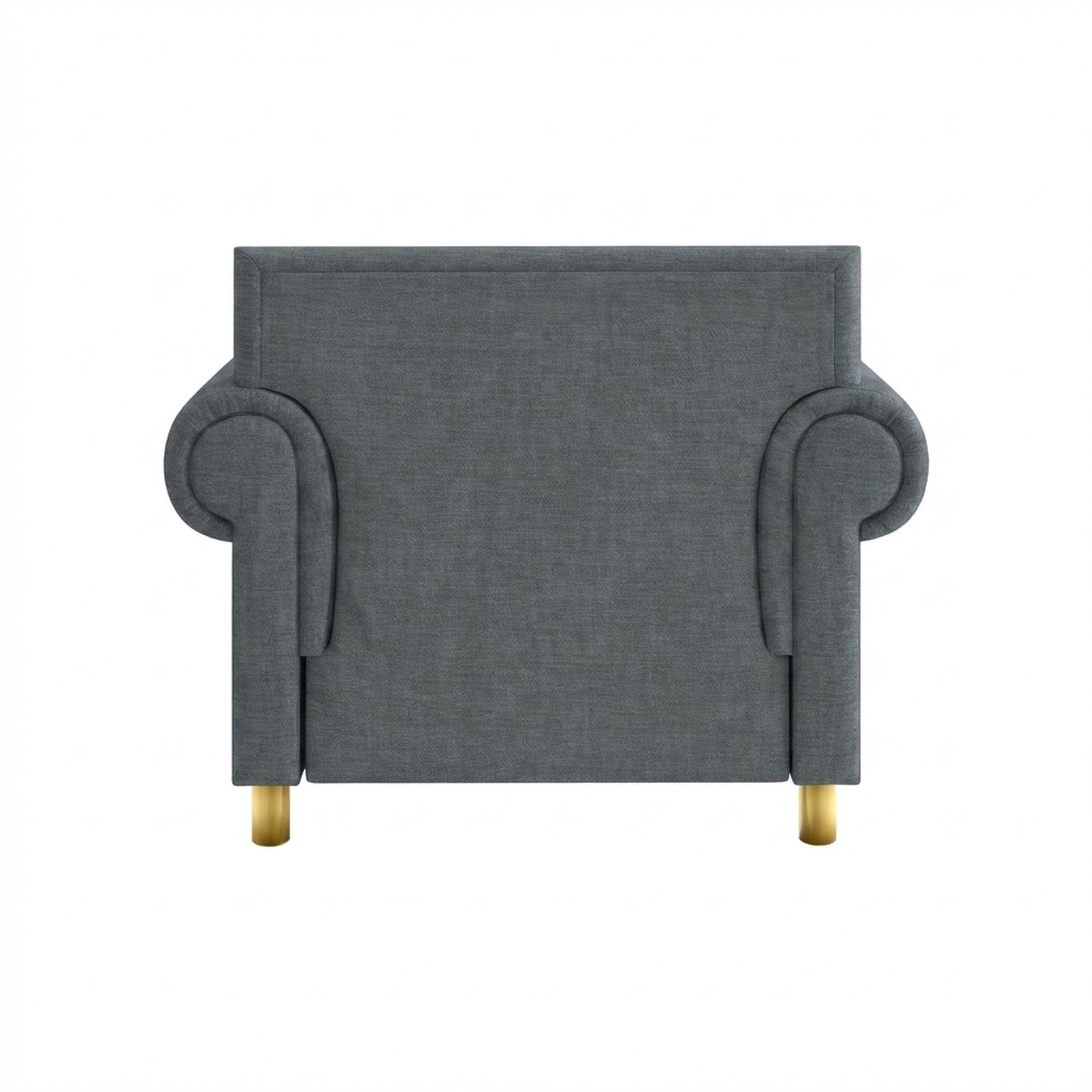Hayden Home Premium Rome 1 Seater Sofa, PVD Brushed Gold Leg, Premium Steel Grey Upholstery