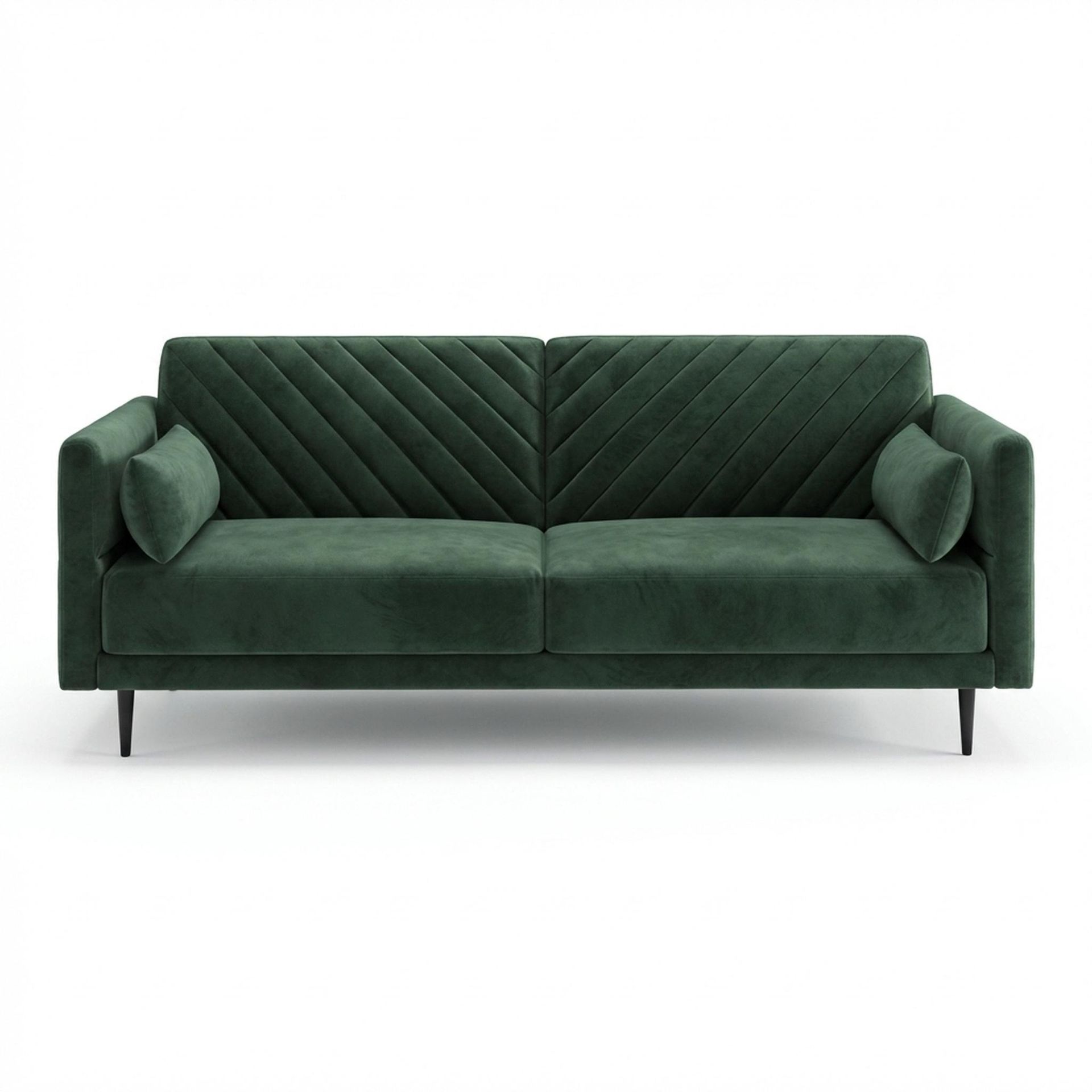 Hayden Home Premium Singapore 3 Seater Sofa, Matt Black Leg, Premium Powder Green Upholstery