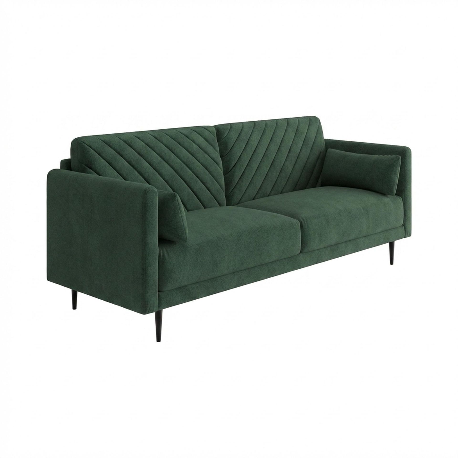 Hayden Home Premium Singapore 3 Seater Sofa, Matt Black Leg, Premium Powder Green Upholstery