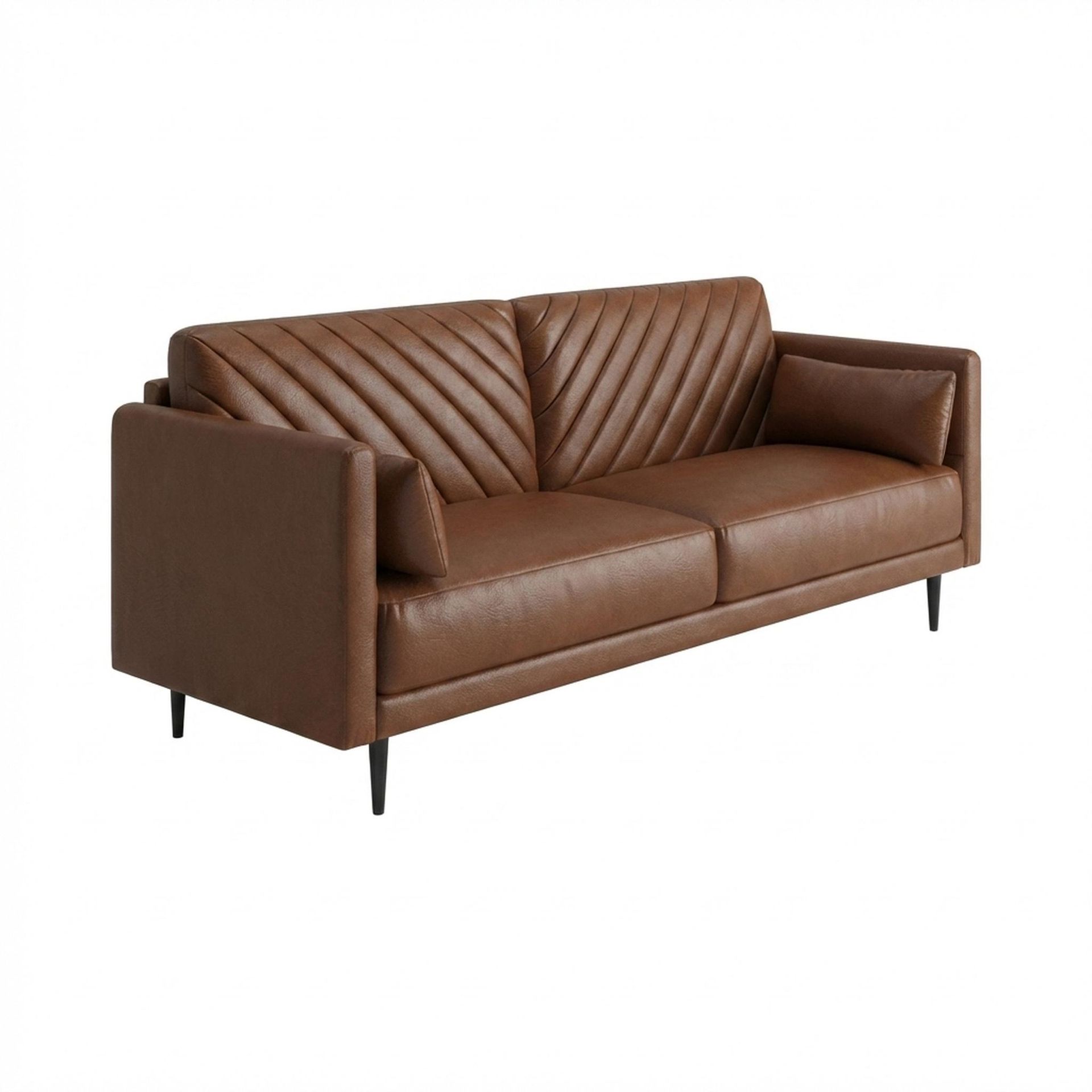 Hayden Home Premium Singapore 3 Seater Sofa, Matt Black Leg, Premium Rust Orange Upholstery