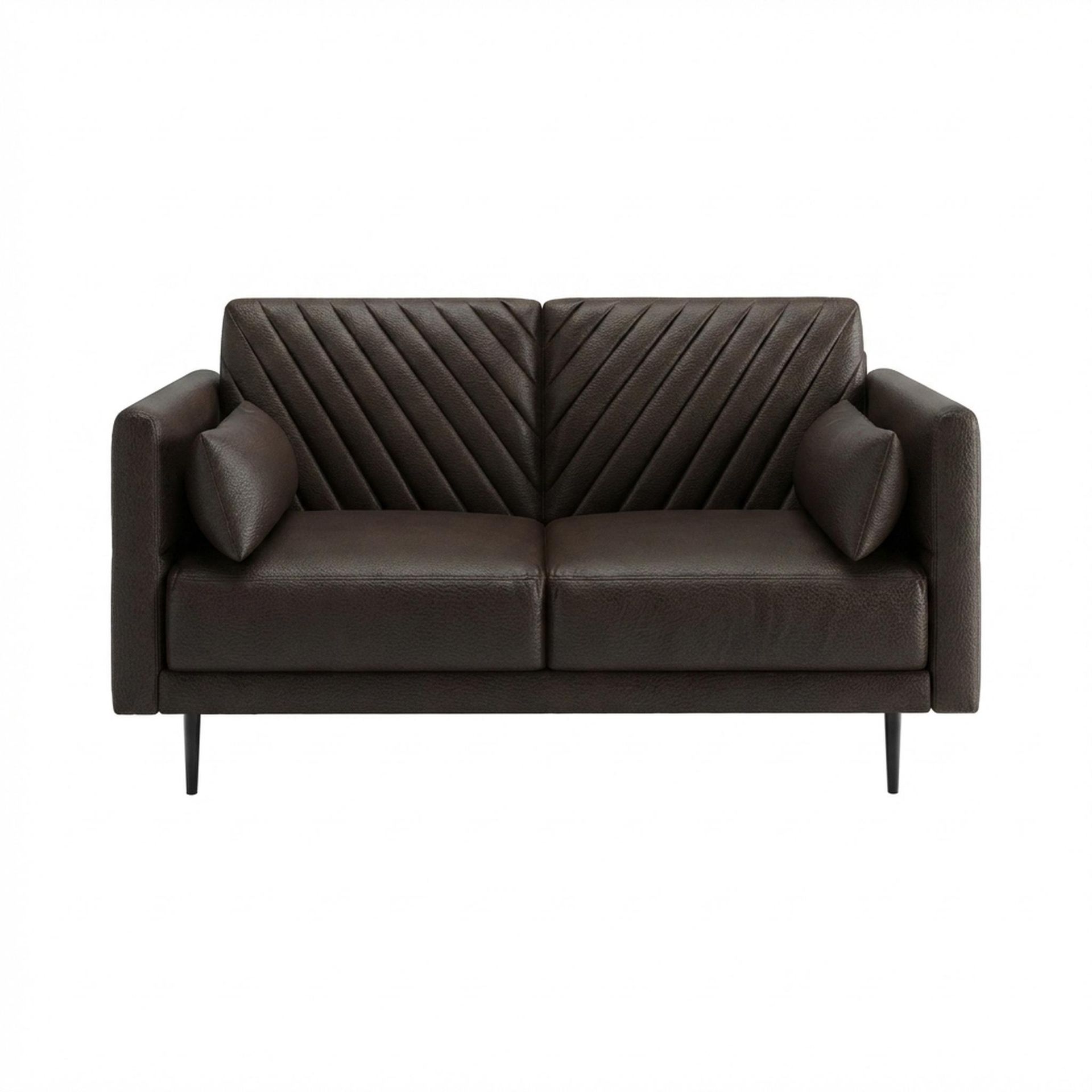 Hayden Home Premium Singapore 2 Seater Sofa, Matt Black Leg, Essential Beige Brown Upholstery