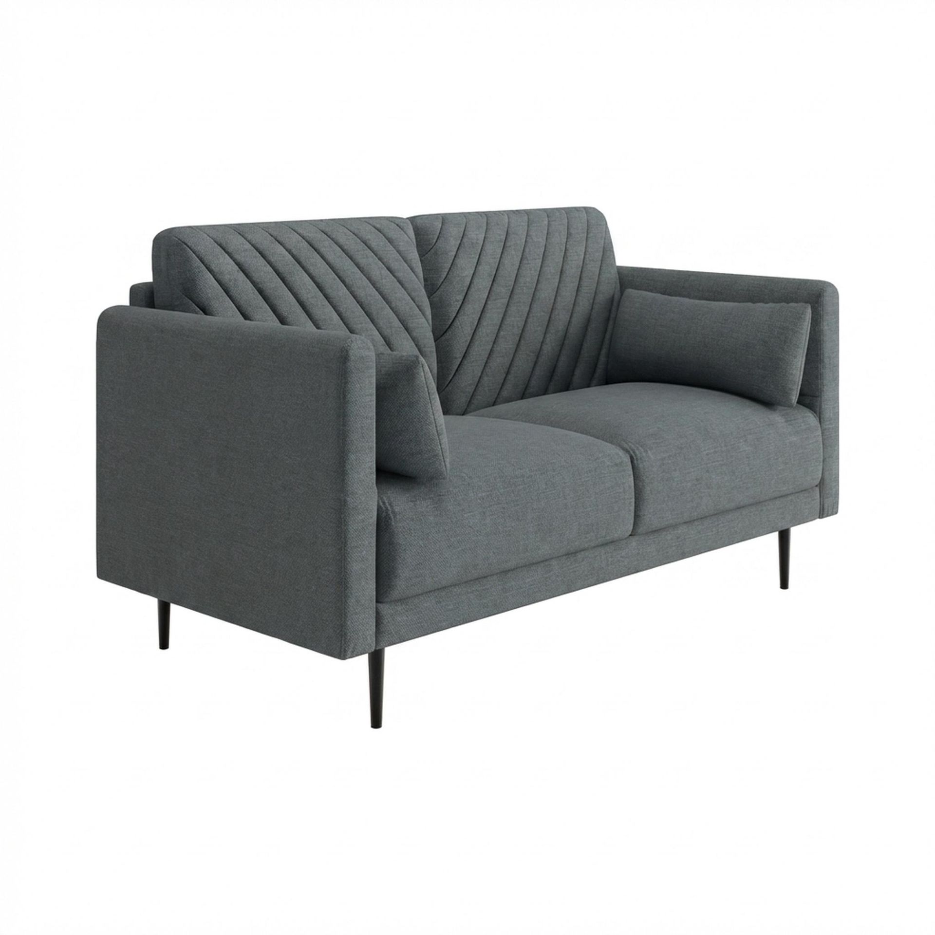 Hayden Home Premium Singapore 2 Seater Sofa, Matt Black Leg, Premium Steel Grey Upholstery