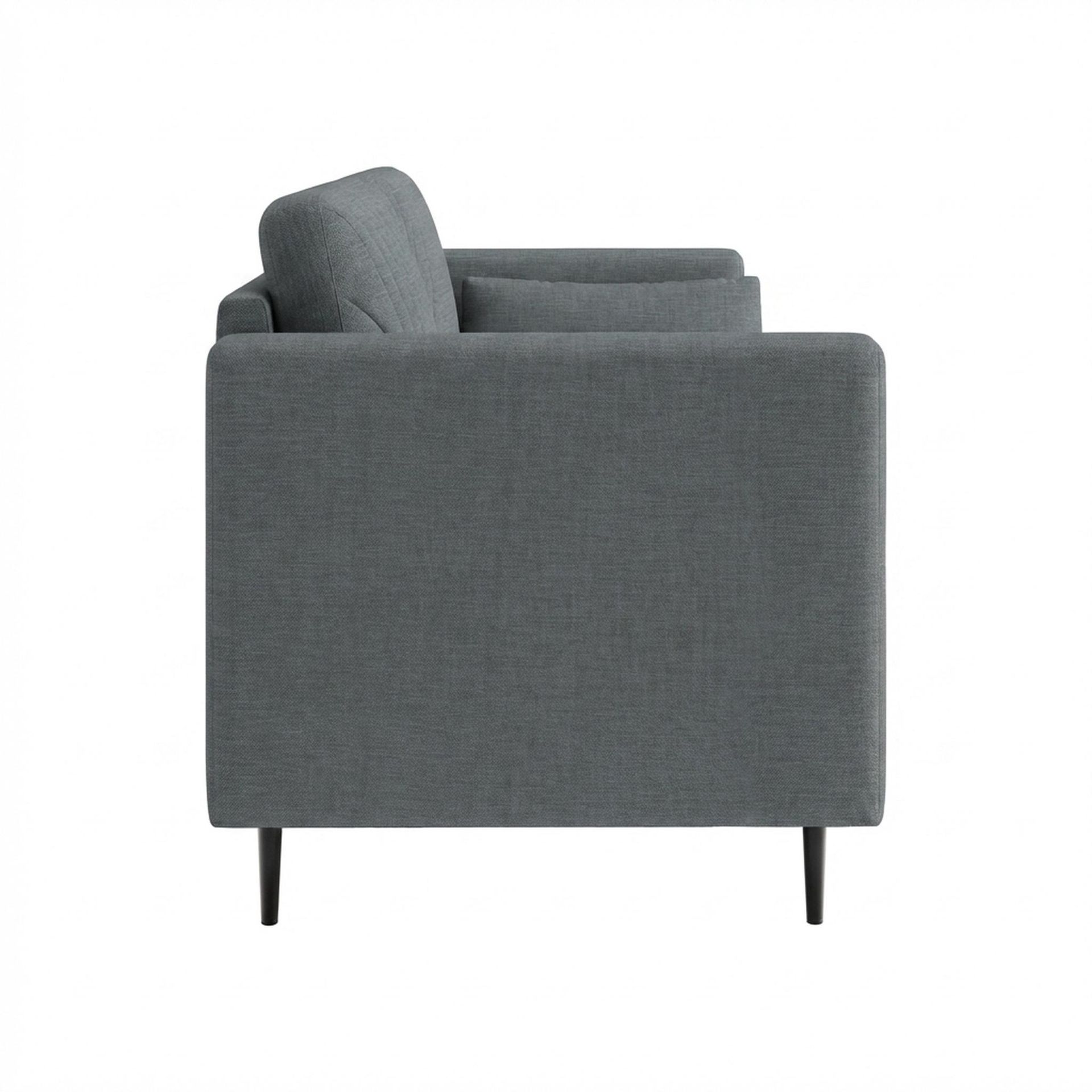 Hayden Home Premium Singapore 2 Seater Sofa, Matt Black Leg, Premium Steel Grey Upholstery