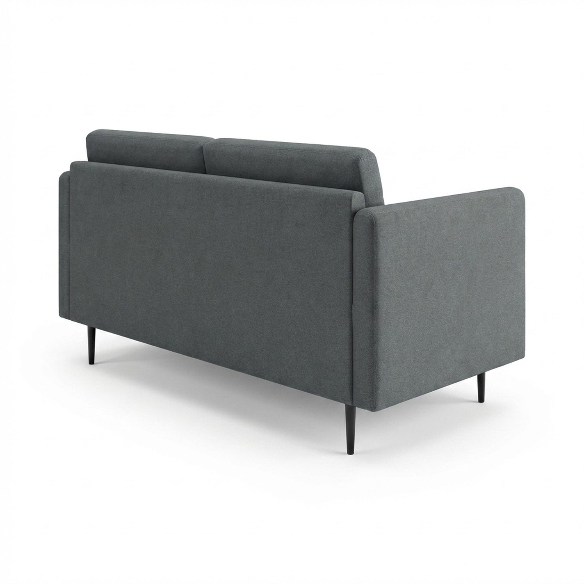 Hayden Home Premium Singapore 2 Seater Sofa, Matt Black Leg, Premium Steel Grey Upholstery