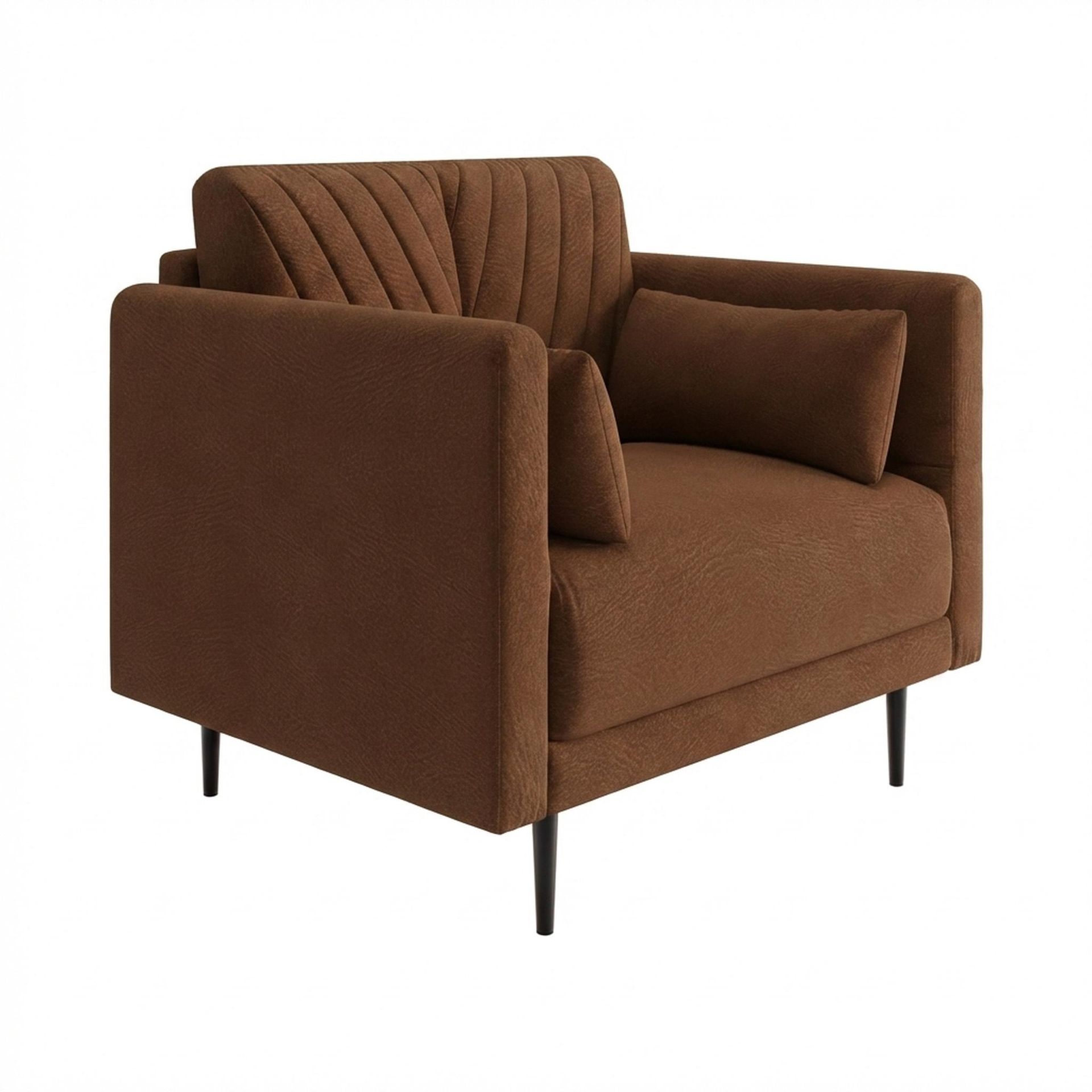 Hayden Home Premium Singapore 1 Seater Sofa, Matt Black Leg, Premium Rust Orange Upholstery