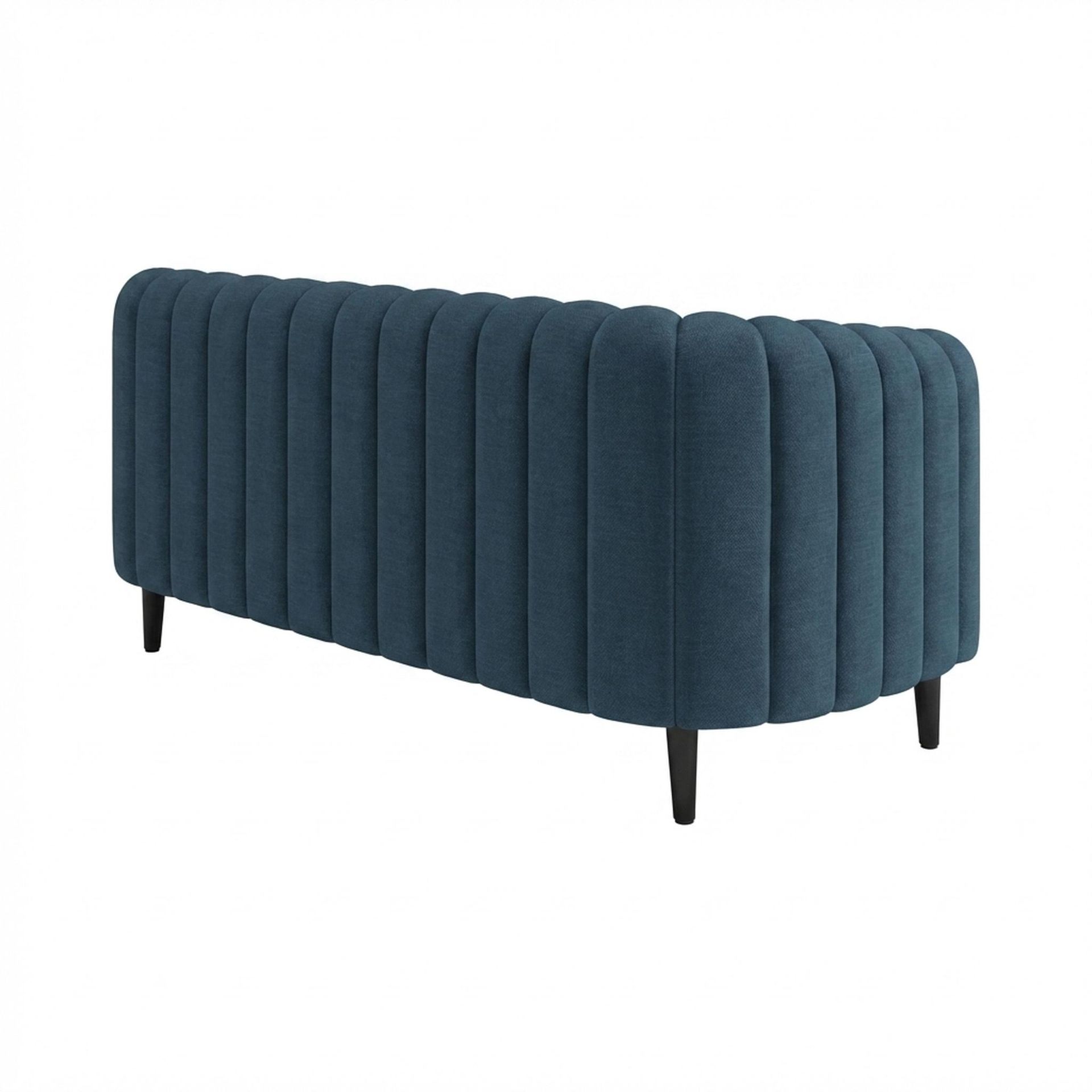 Hayden Home Premium Sydney 2 Seater Sofa, Matt Black Leg, Essential Aegean Blue Upholstery