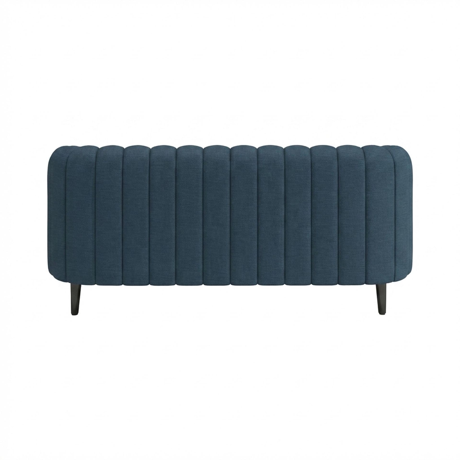 Hayden Home Premium Sydney 2 Seater Sofa, Matt Black Leg, Essential Aegean Blue Upholstery
