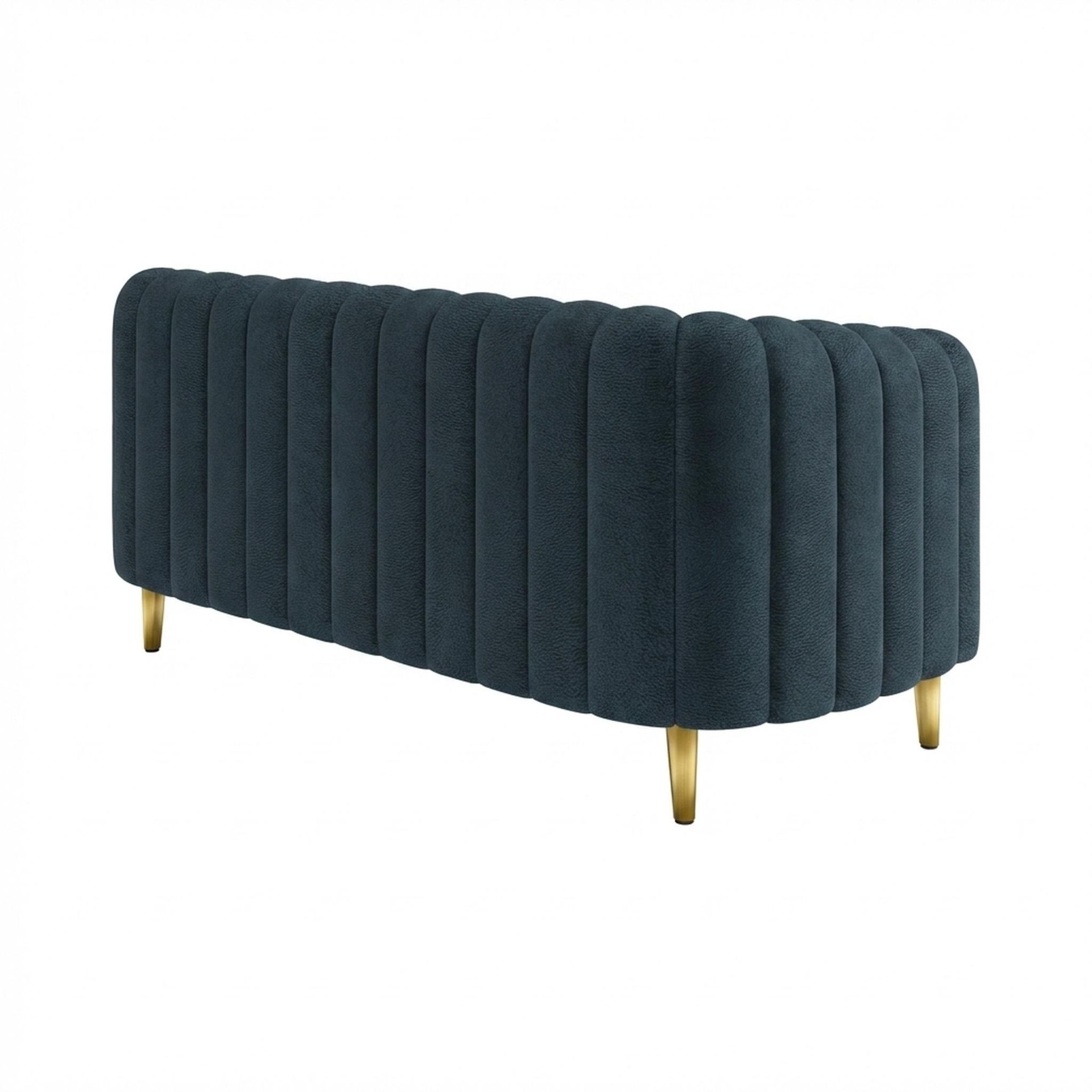 Hayden Home Premium Sydney 2 Seater Sofa, PVD Brushed Gold Leg, Essential Vintage Blue Upholstery
