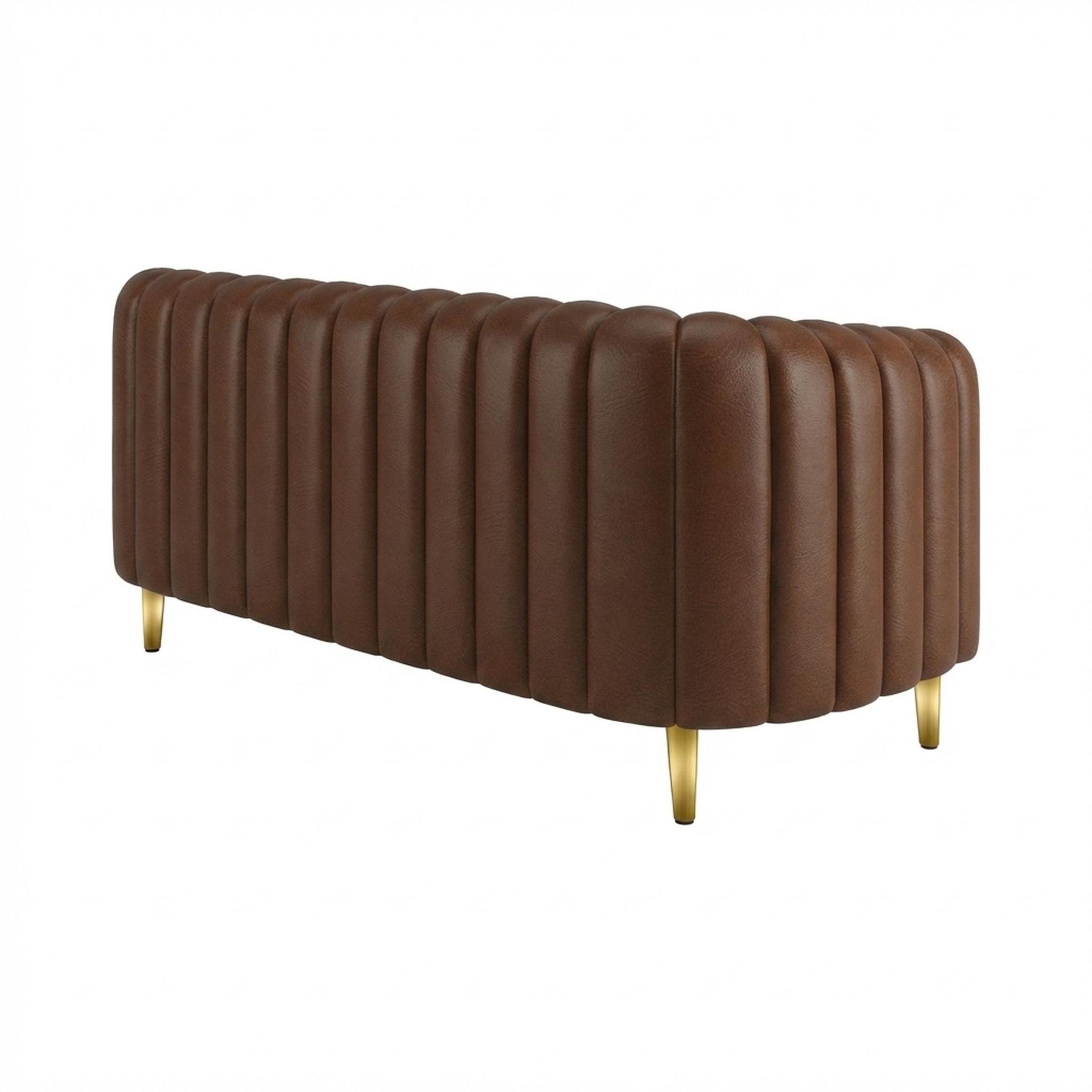 Hayden Home Premium Sydney 2 Seater Sofa, PVD Brushed Gold Leg, Premium Rust Orange Upholstery
